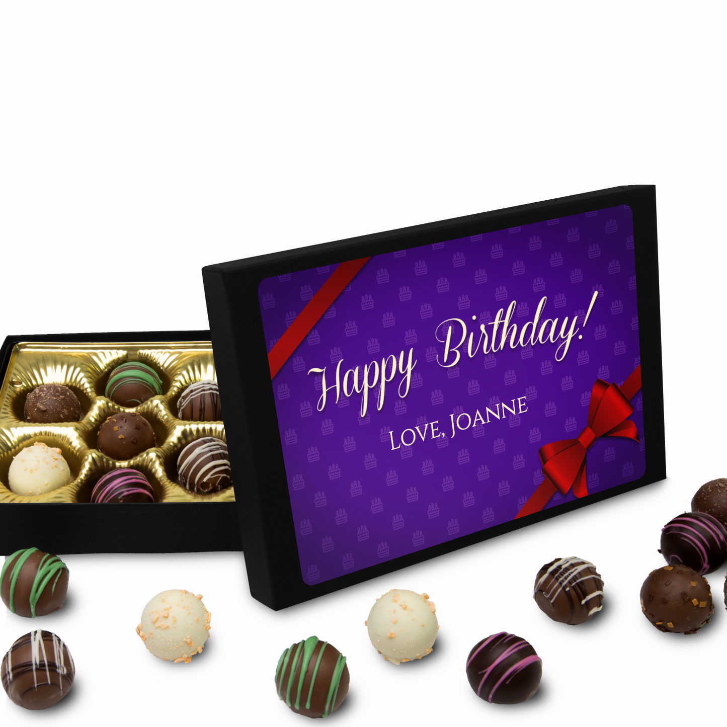 Happy Birthday Chocolate Gift, Chocolate Truffles Personalized With Your Name