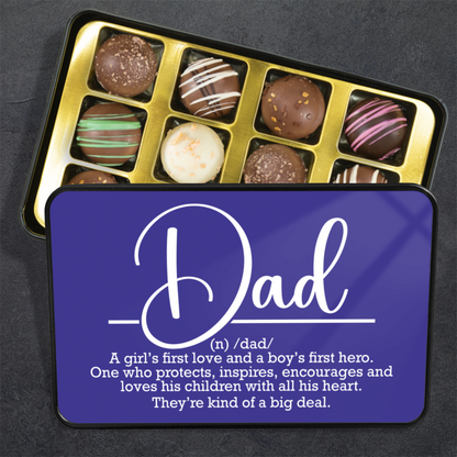 Fathers Day Gift - Chocolate Artisan Truffles - Keepsake Tin - Gift from Daughter - Gift from Wife - Mardonyx Candy