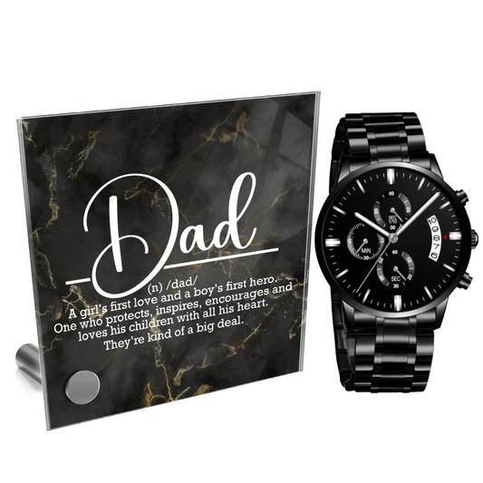 Dad Definition Father's Day Watch Gift With Message Plaque - Mardonyx