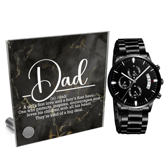 Dad Definition Father's Day Watch Gift  With Message Plaque