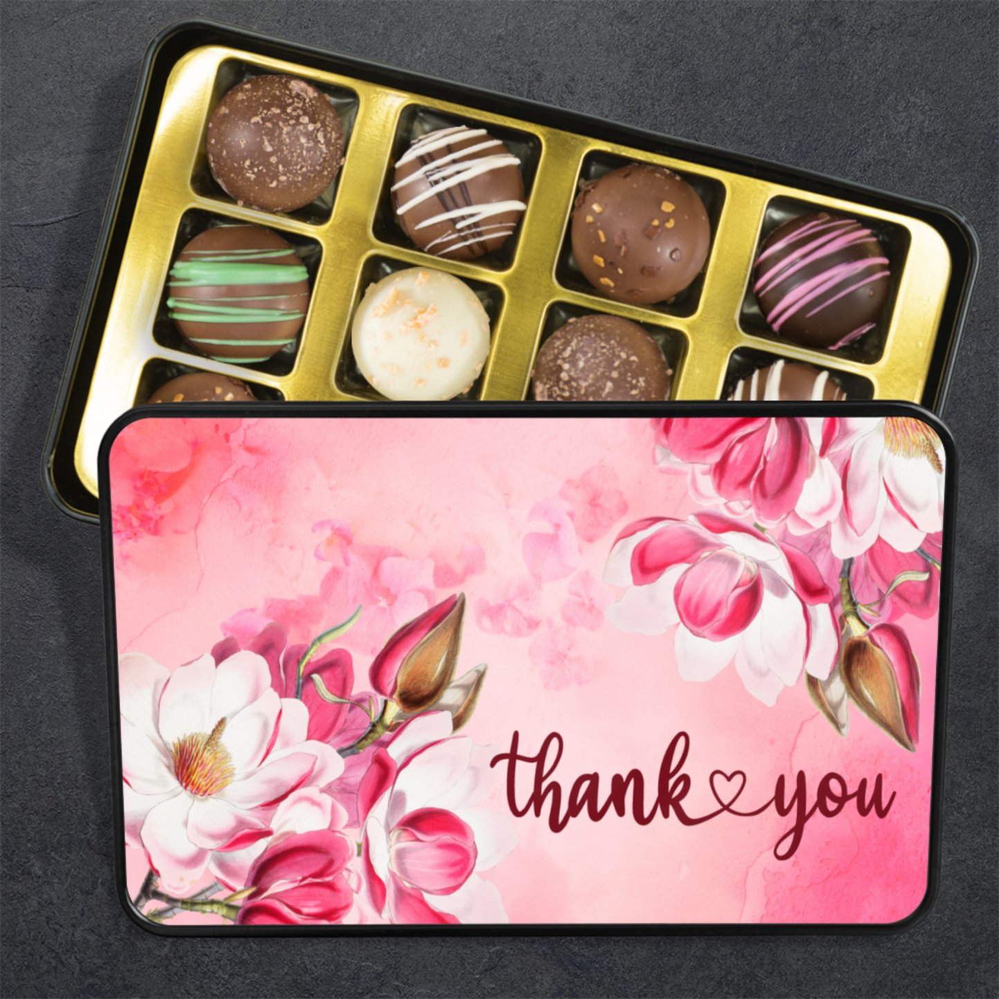 Gourmet Truffle Keepsake Tin - Thank You Floral Collection