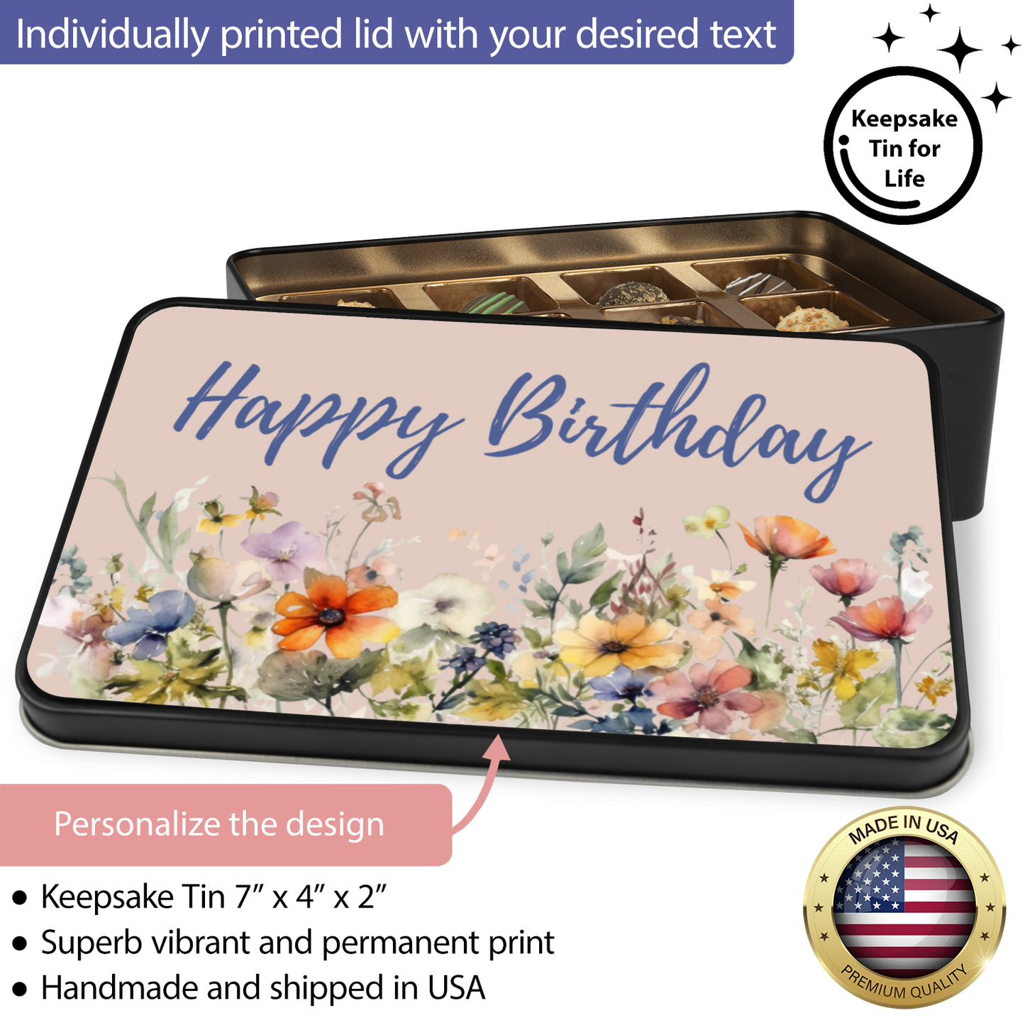 Wildflower Watercolor Happy Birthday Truffle Tin: A Special Keepsake