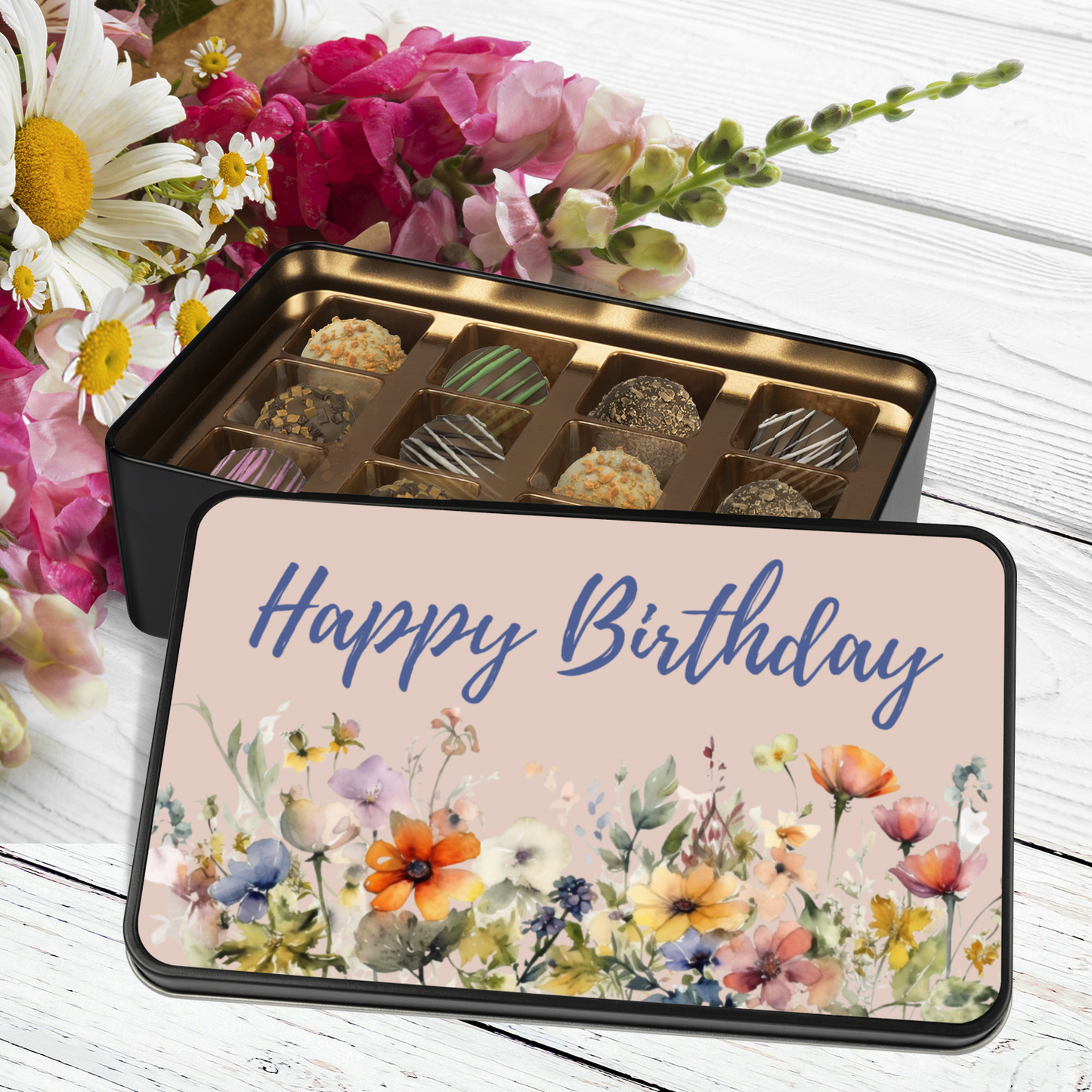 Wildflower Watercolor Happy Birthday Truffle Tin: A Special Keepsake