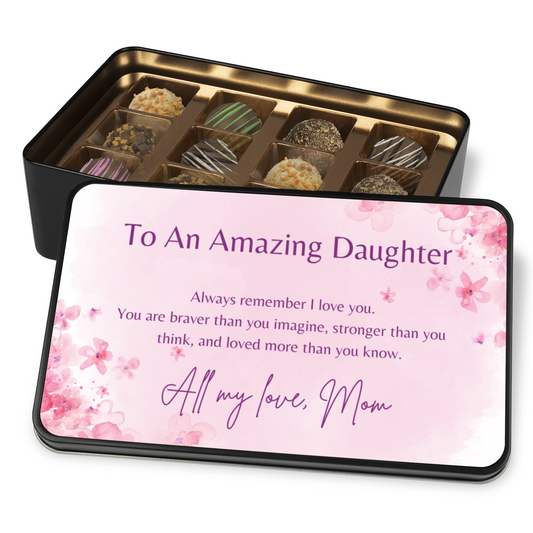 To My Amazing Daughter" Chocolate Truffles Gift Tin - Mardonyx Candy