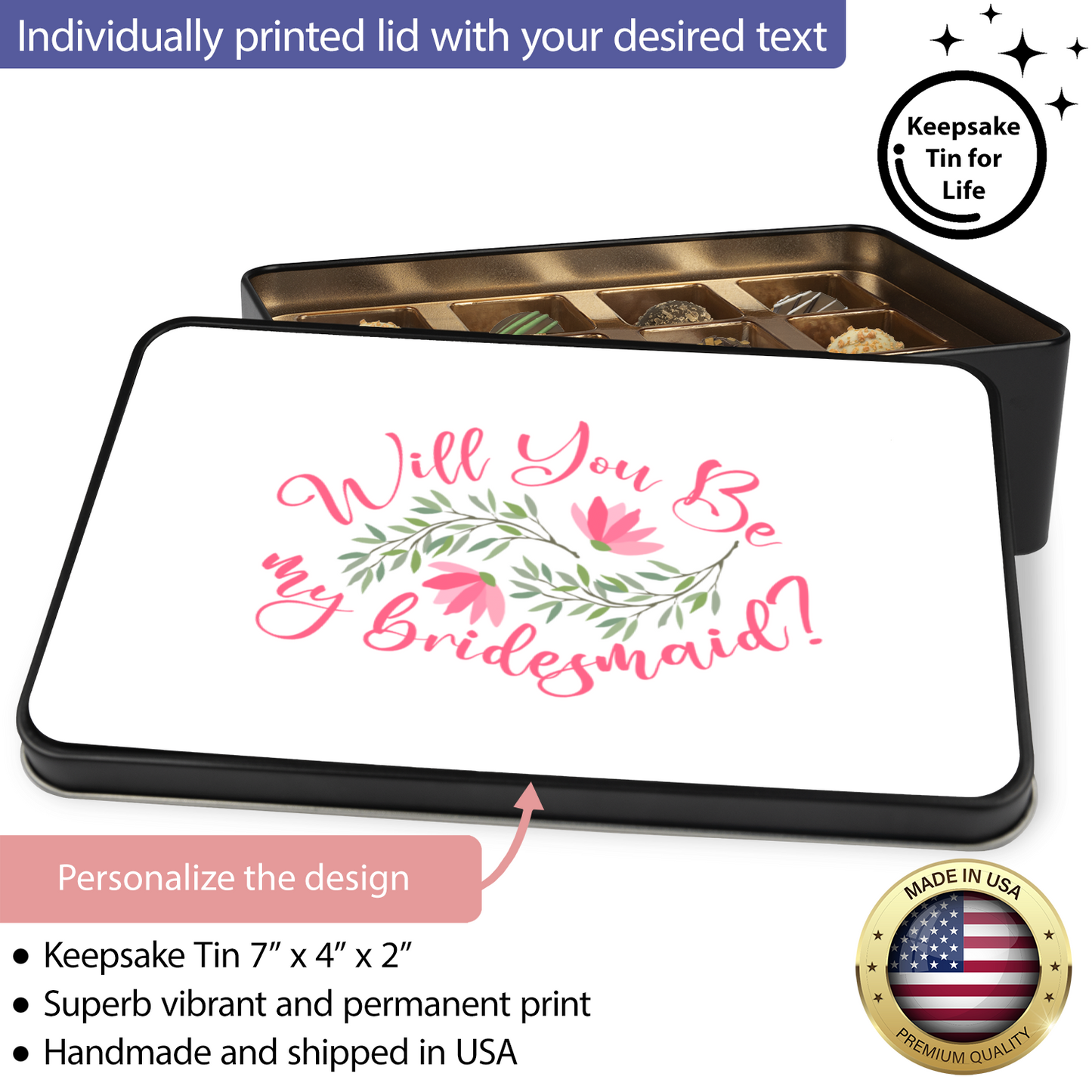 Bridesmaid Proposal Gift, Will You Be My Bridesmaid Chocolate Truffle Keepsake Gift Box