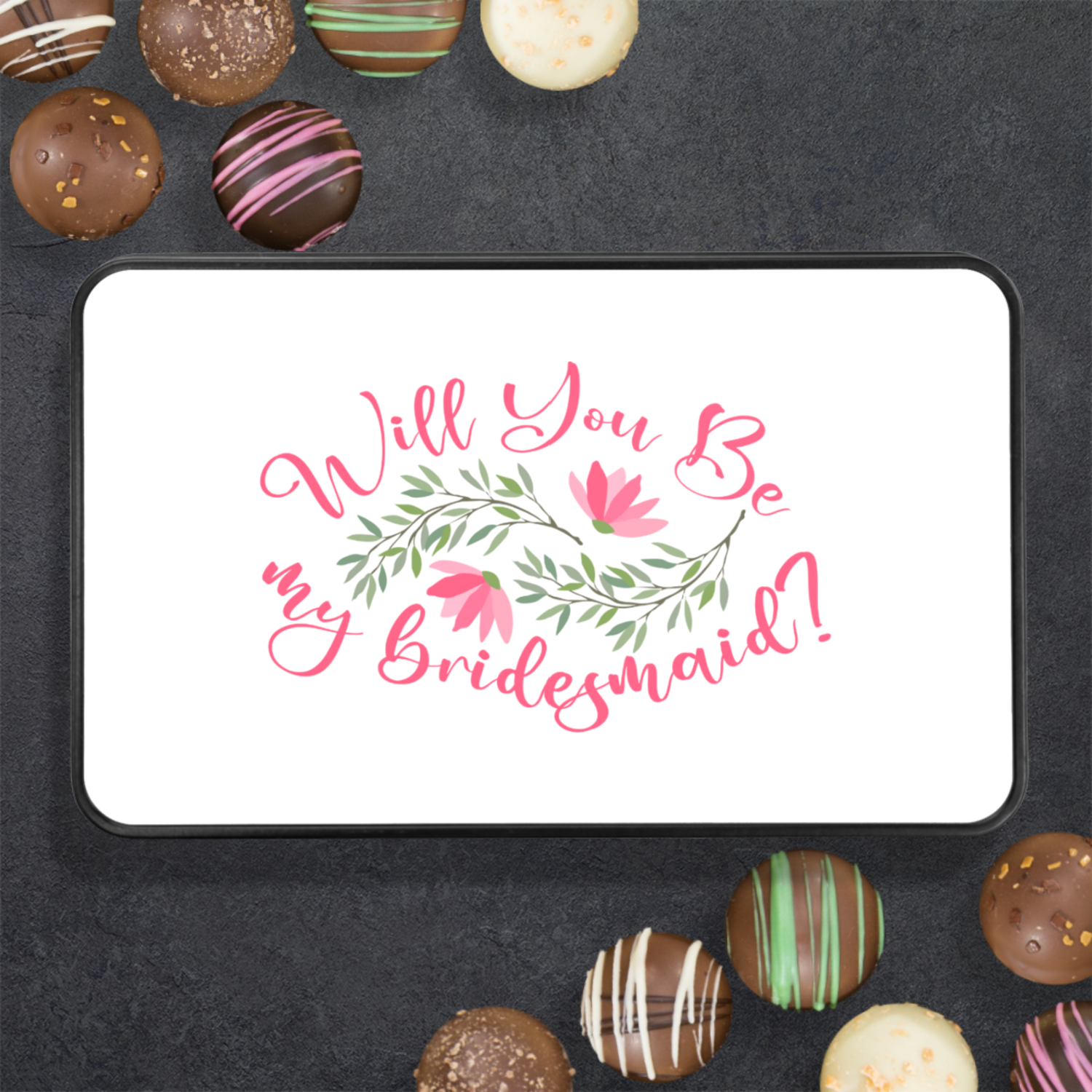 Bridesmaid Proposal Gift, Will You Be My Bridesmaid Chocolate Truffle Keepsake Gift Box - Mardonyx Candy