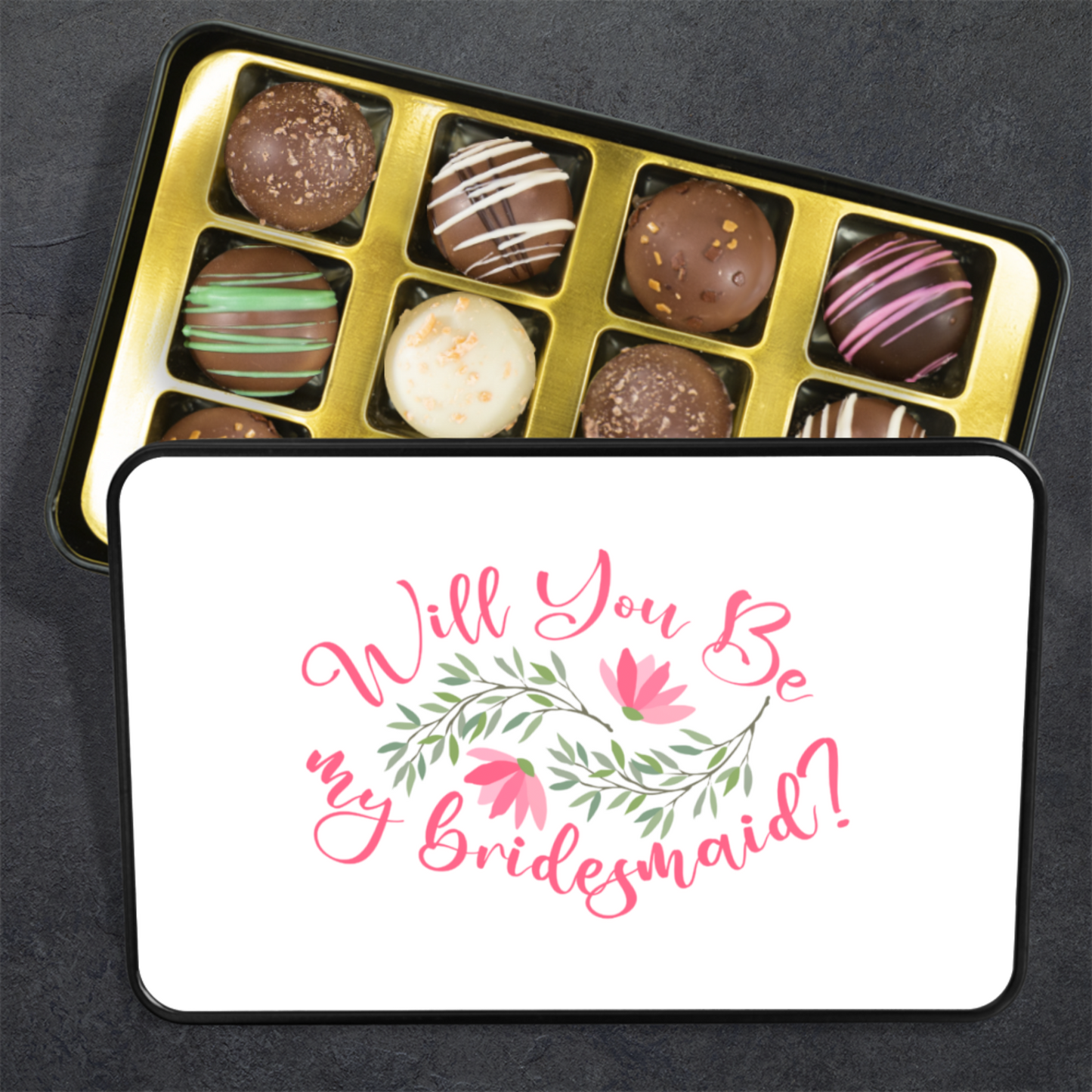 Bridesmaid Proposal Gift, Will You Be My Bridesmaid Chocolate Truffle Keepsake Gift Box
