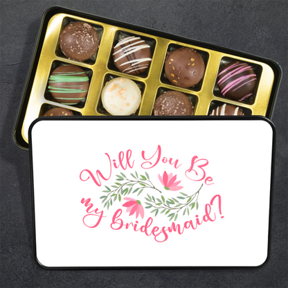 Bridesmaid Proposal Gift, Will You Be My Bridesmaid Chocolate Truffle Keepsake Gift Box - Mardonyx Candy