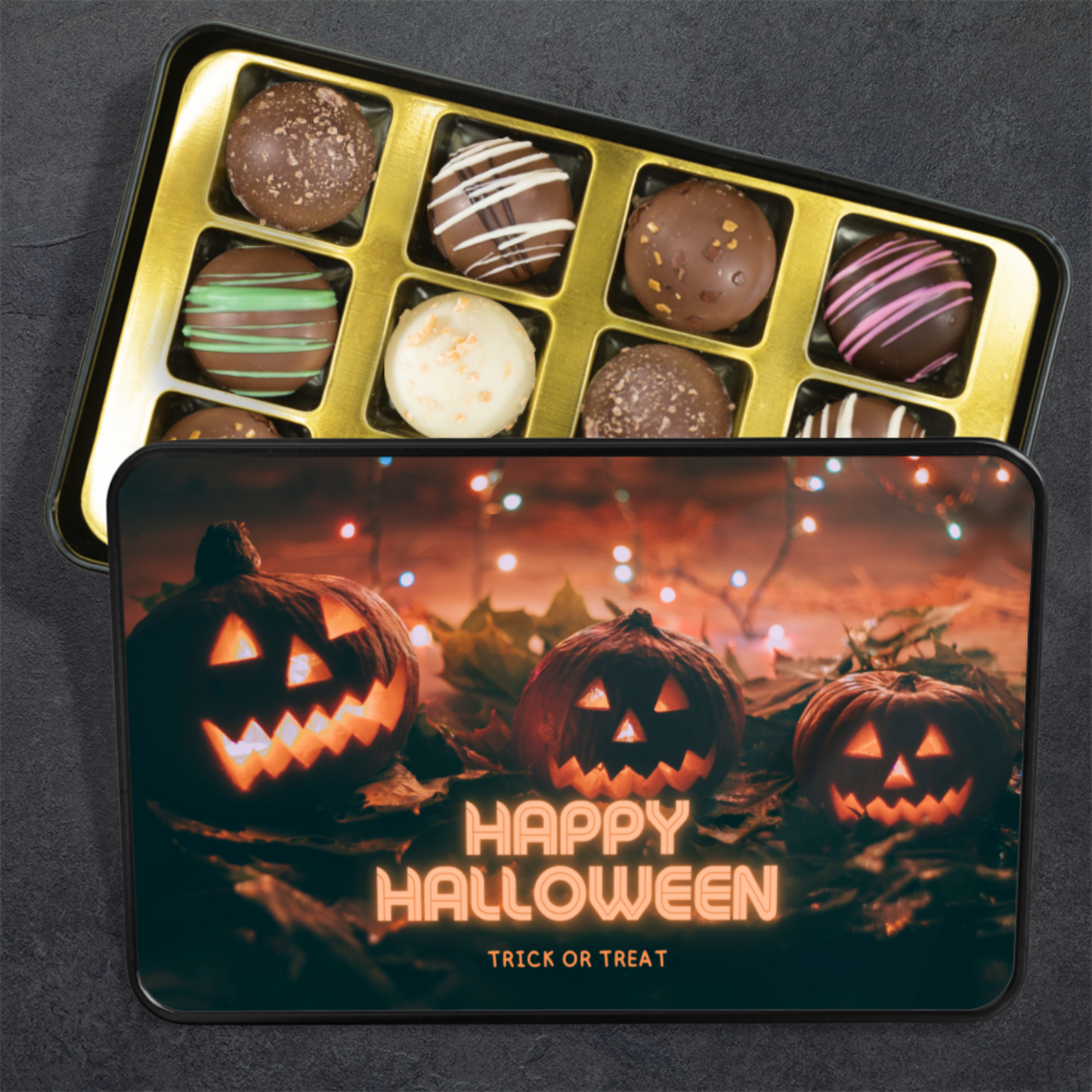 Trick or Treat Halloween Candy Gift Box, Chocolate Truffles - Mardonyx Candy