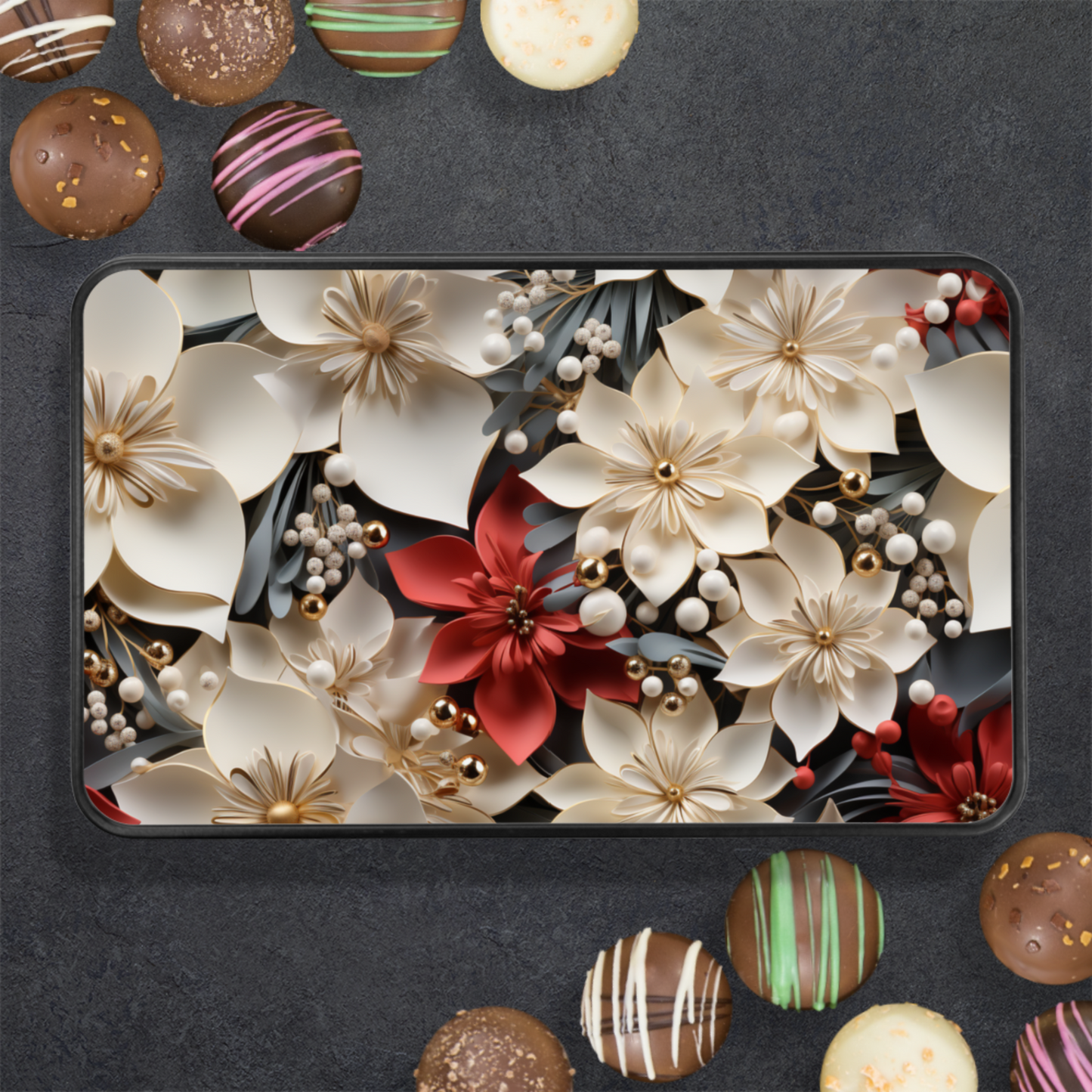 3D Poinsettia Flower Keepsake Chocolate Truffle Box - Mardonyx Candy