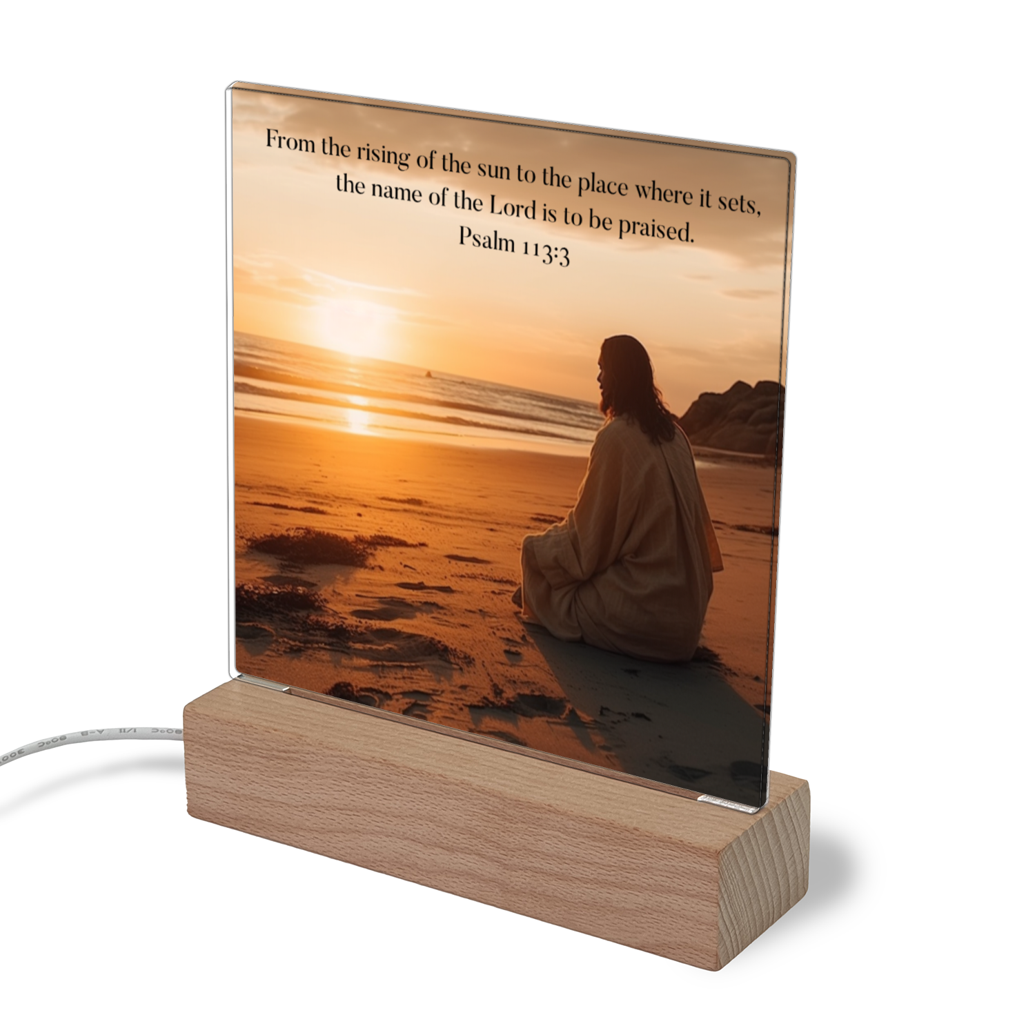 Christian Acrylic Square Plaque | From The Rising Sun To The Place Where It Sets | Psalm 113:3 - Mardonyx