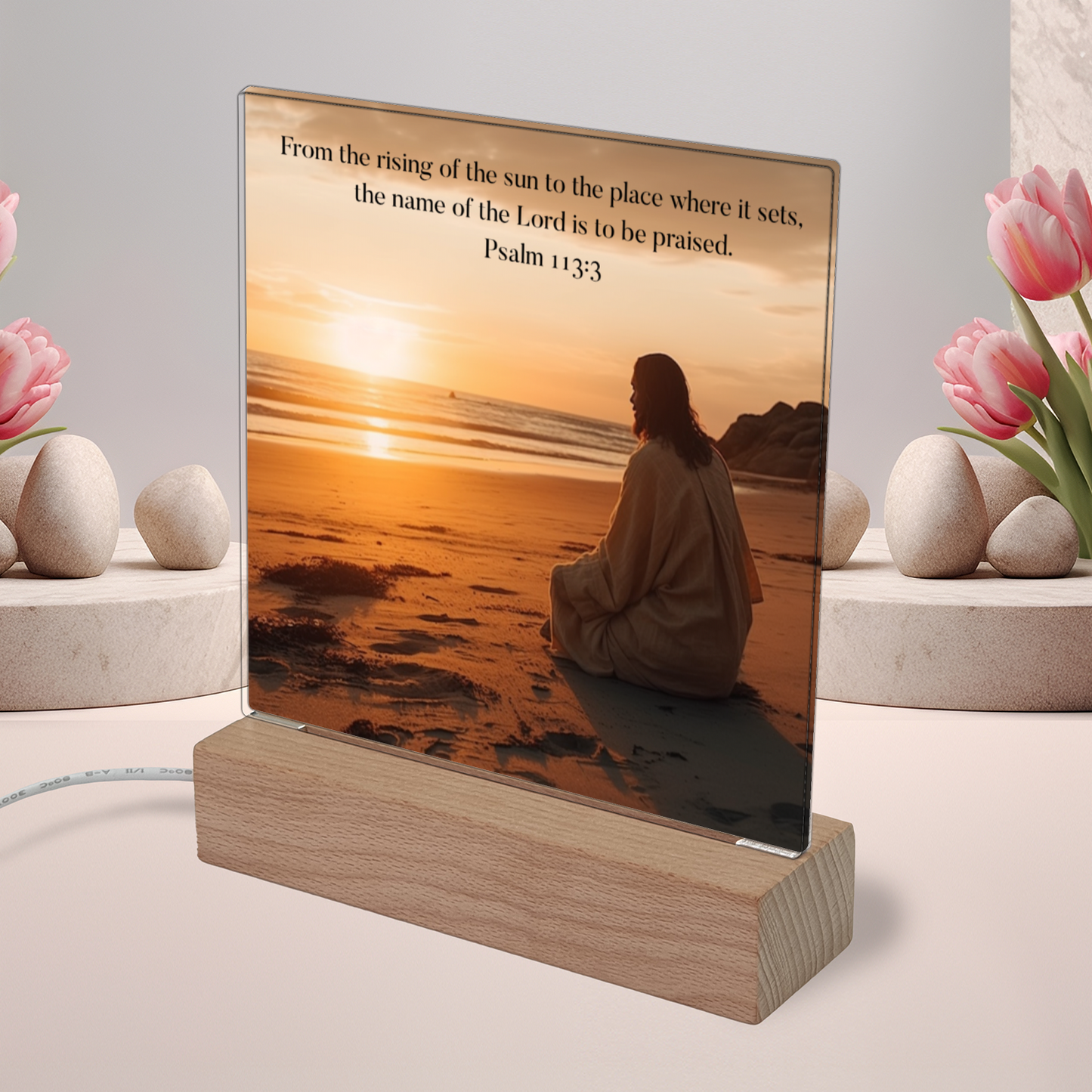 Christian Acrylic Square Plaque | From The Rising Sun To The Place Where It Sets | Psalm 113:3 - Mardonyx