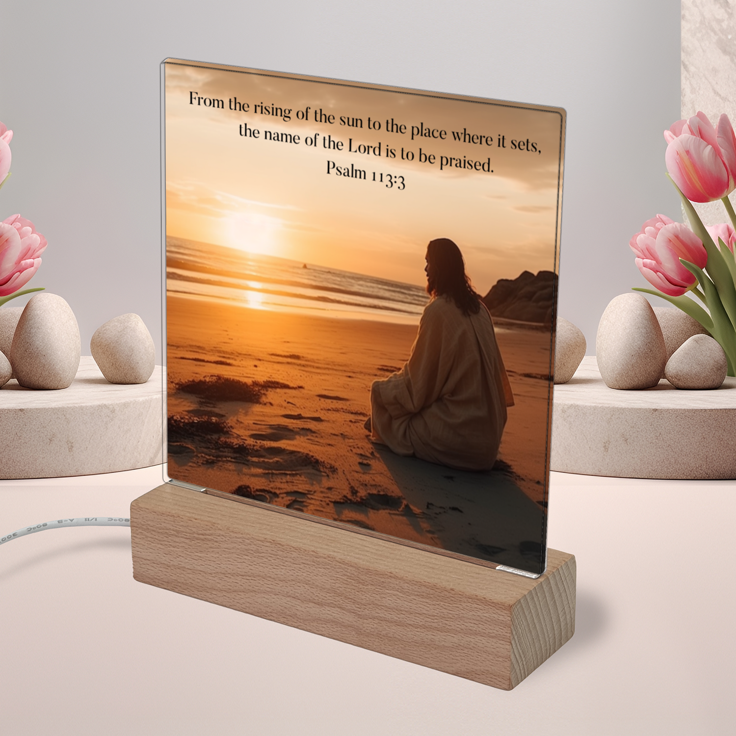 Christian Acrylic Square Plaque | From The Rising Sun To The Place Where It Sets | Psalm 113:3 - Mardonyx