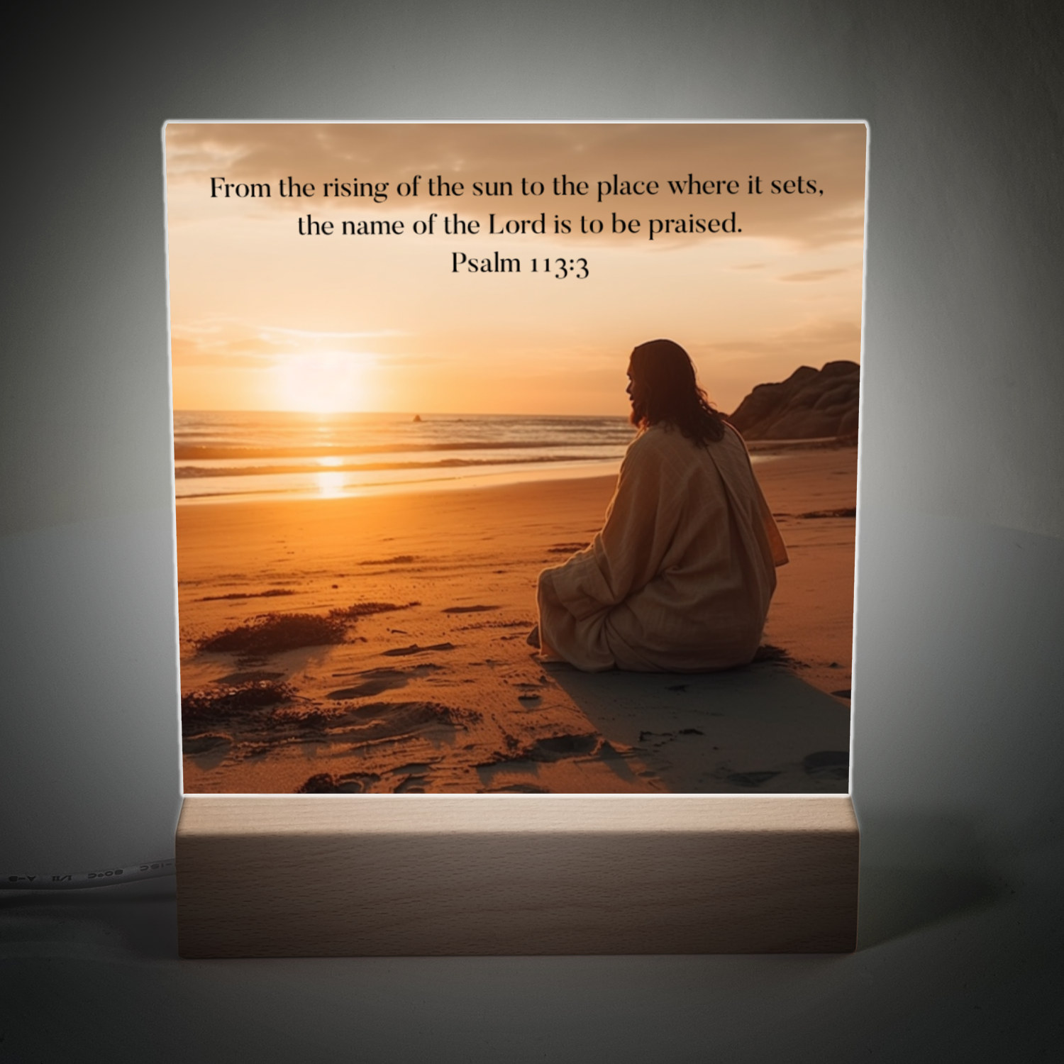 Christian Acrylic Square Plaque | From The Rising Sun To The Place Where It Sets | Psalm 113:3 - Mardonyx