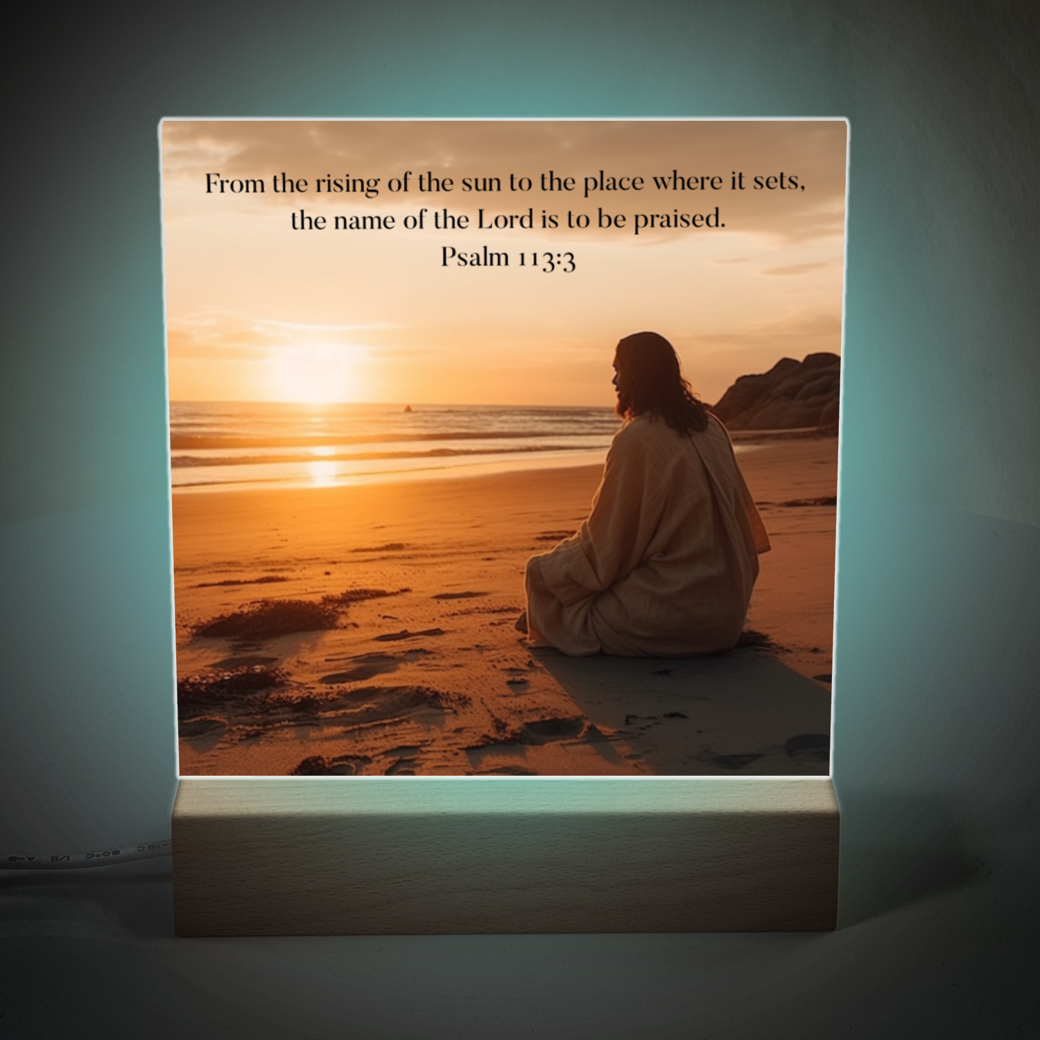 Christian Acrylic Square Plaque | From The Rising Sun To The Place Where It Sets | Psalm 113:3 - Mardonyx