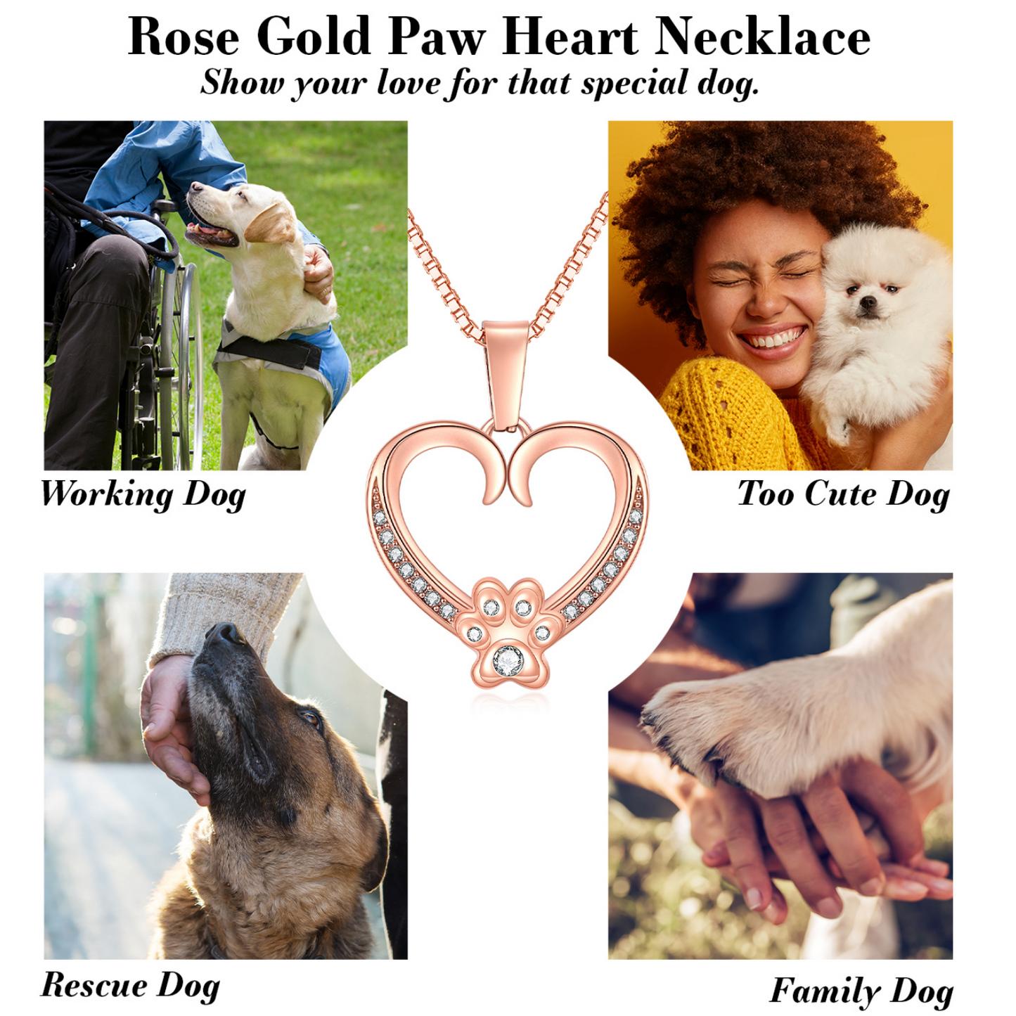 Dog Mom Paw Heart Necklace, Gift for Dog Mom From the Dog - Mardonyx Jewelry