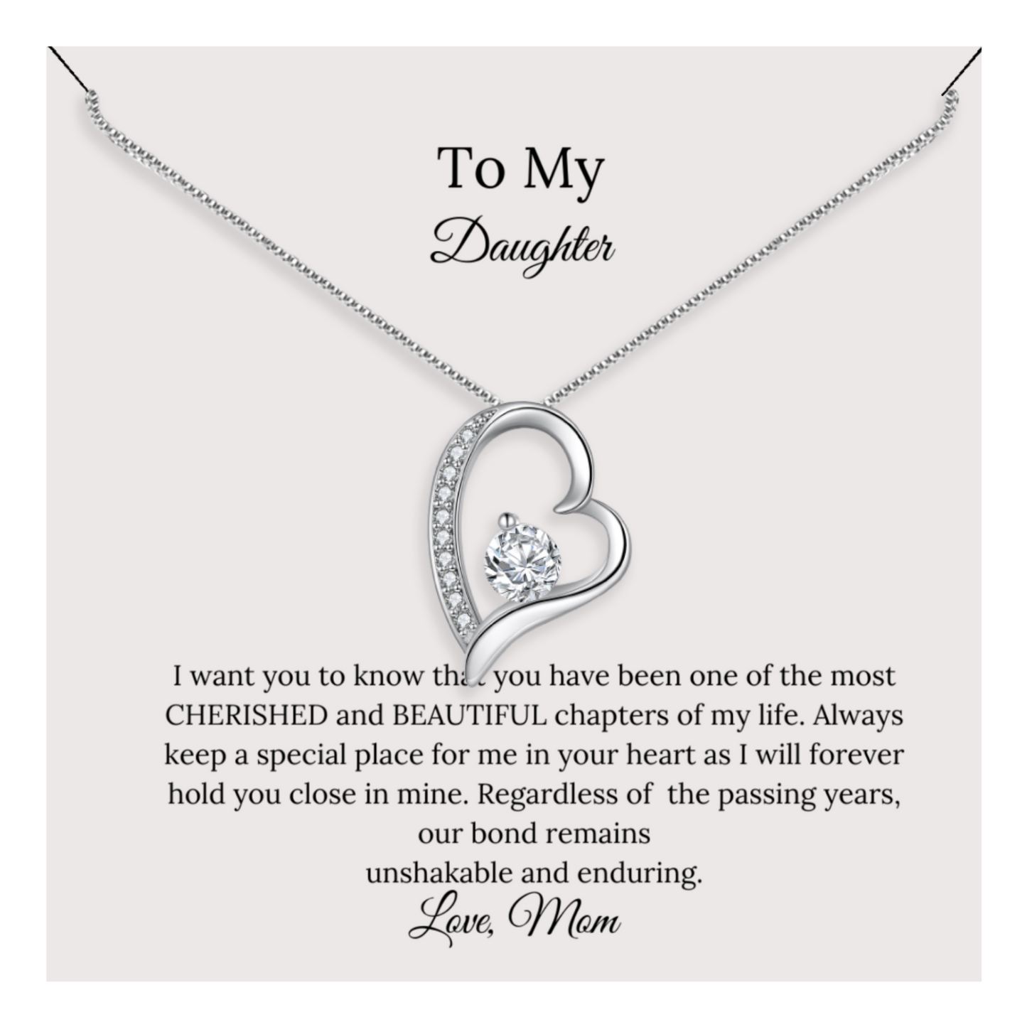 To My Daughter Necklace, Forever Love Necklace, Daughter Necklace, Daughter Gift From Mom - Mardonyx Jewelry Eternal Heart