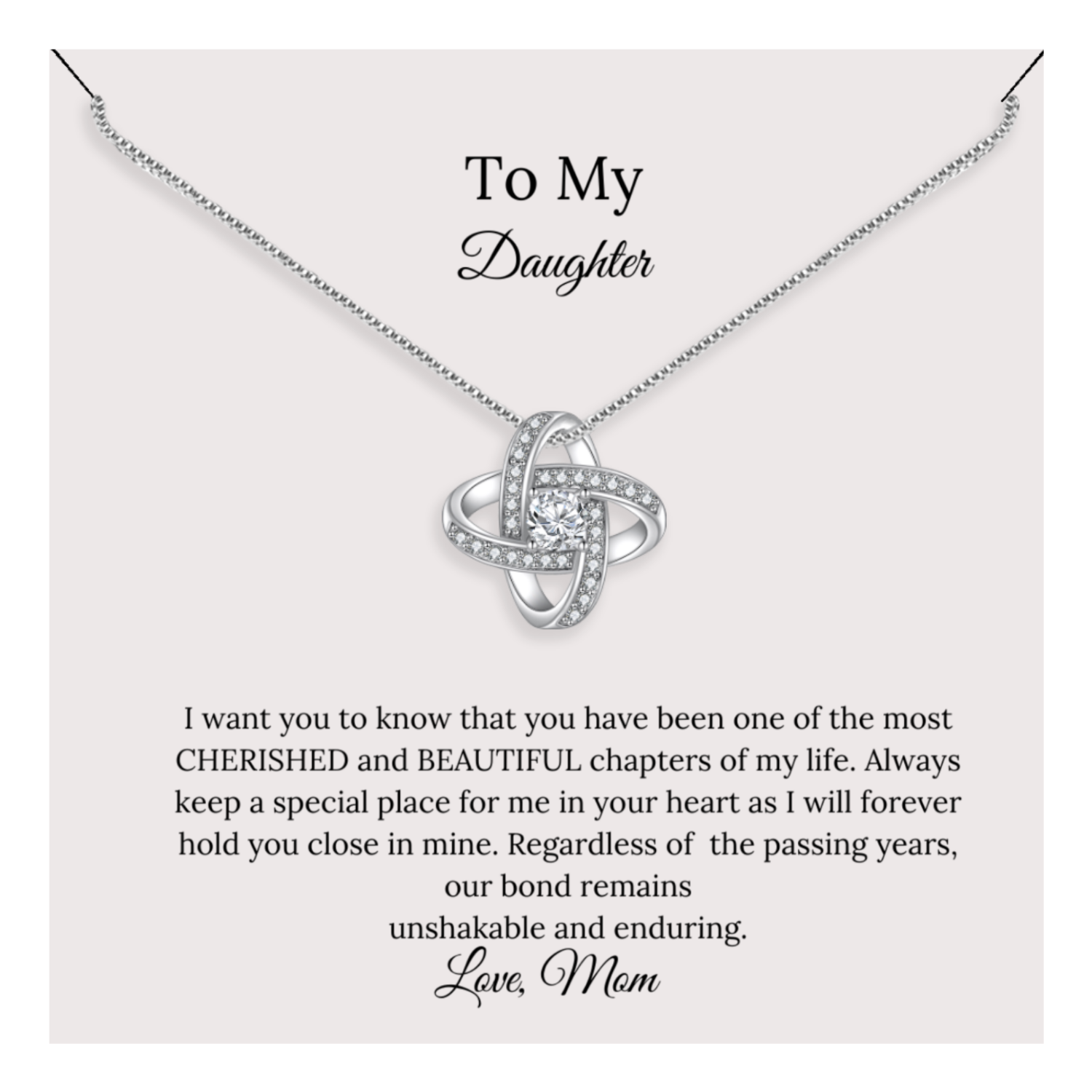 To My Daughter Necklace, Forever Love Necklace, Daughter Necklace, Daughter Gift From Mom - Mardonyx Jewelry Enduring Love Knot