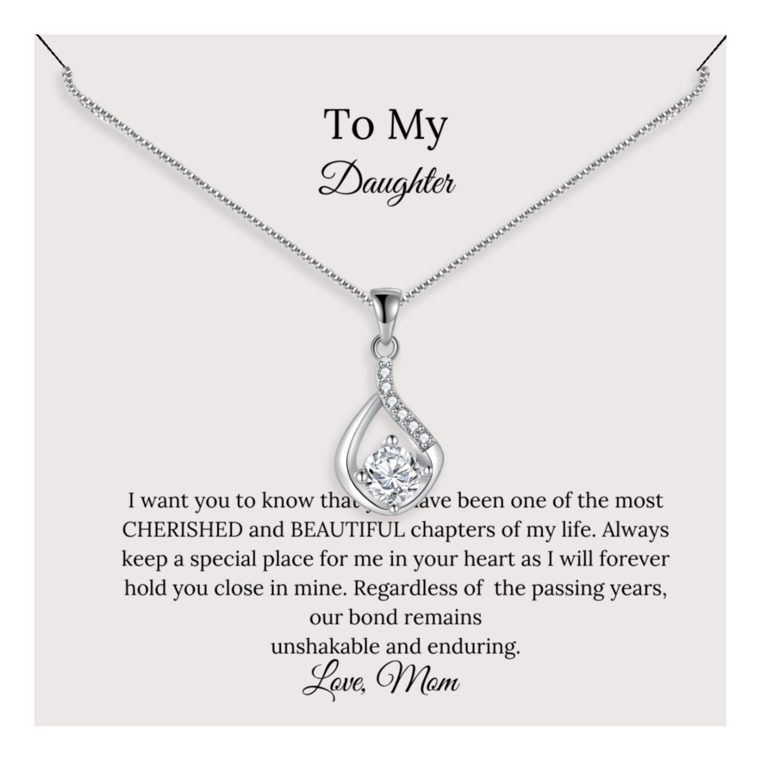 To My Daughter Necklace, Forever Love Necklace, Daughter Necklace, Daughter Gift From Mom - Mardonyx Jewelry Love Drop