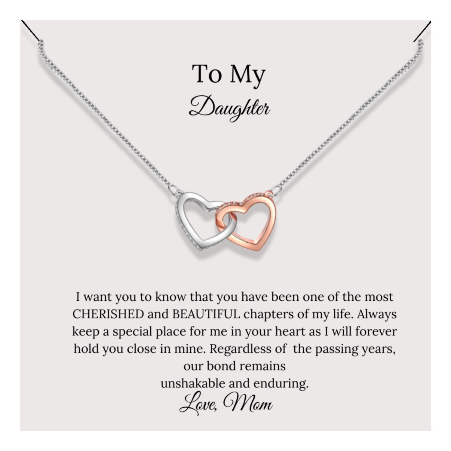 To My Daughter Necklace, Forever Love Necklace, Daughter Necklace, Daughter Gift From Mom - Mardonyx Jewelry Locked Hearts