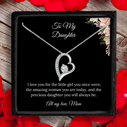 To My Daughter From Mom Heart Pendant Message Card Necklace - Mardonyx Jewelry