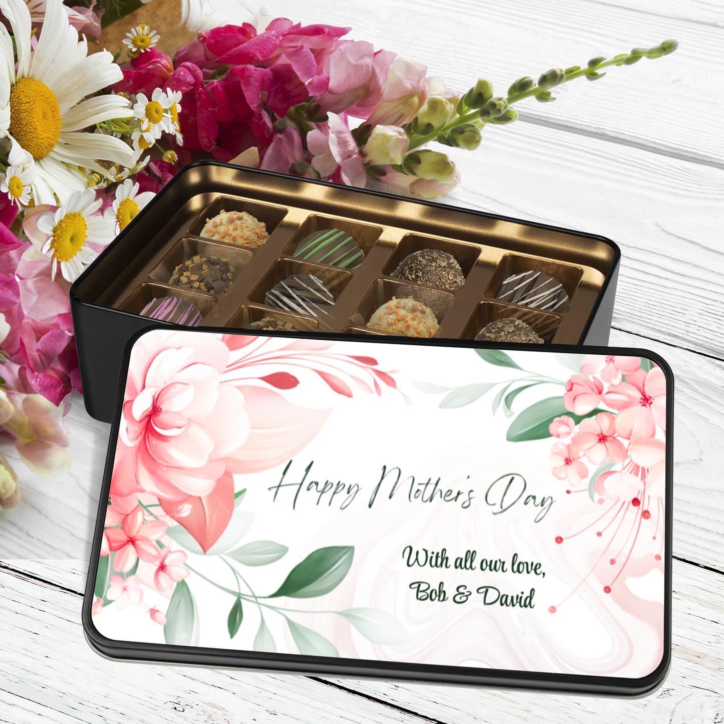 Personalized Chocolate Truffles Mother's Day Gift for Mom - Keepsake Tin