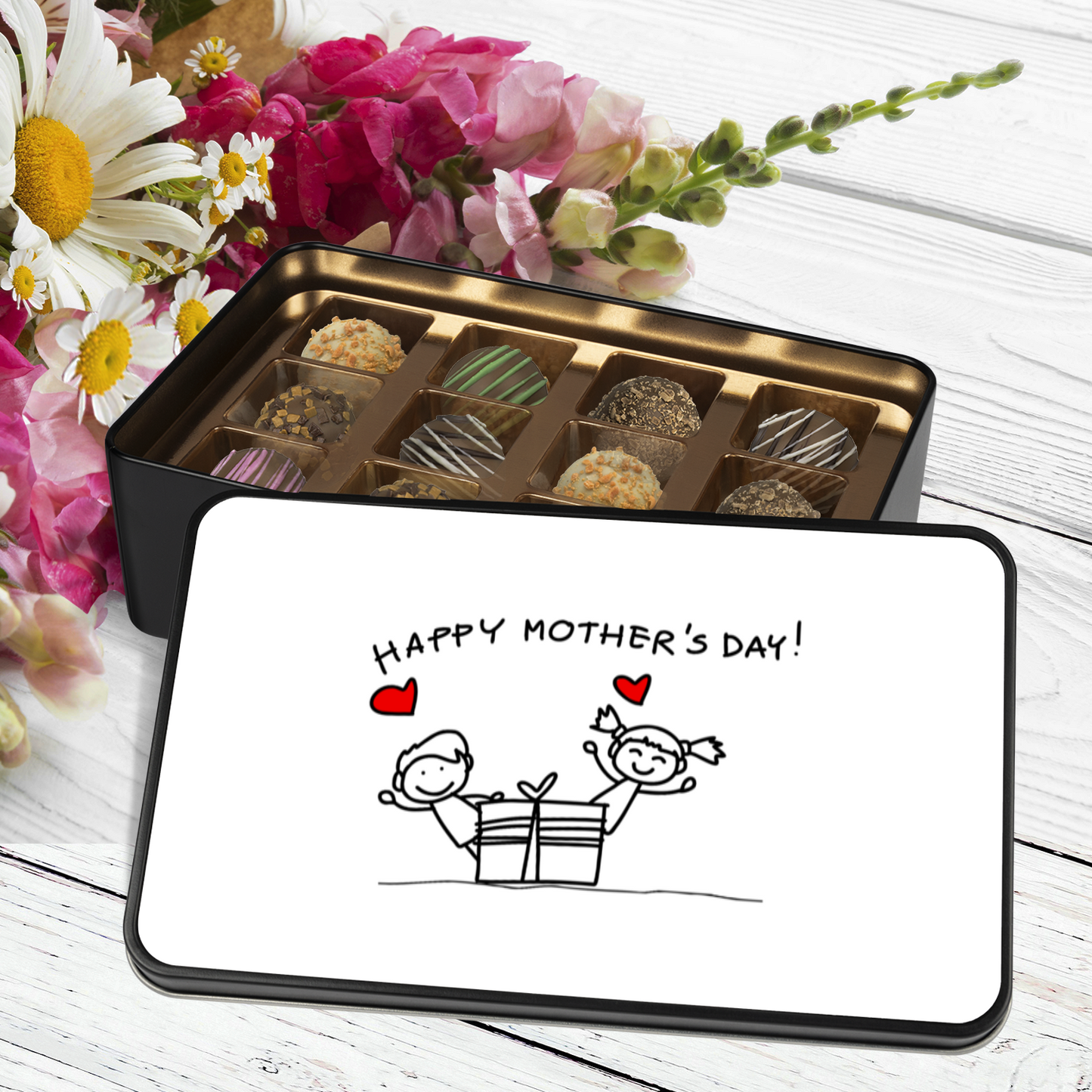 Happy Mother's Day Chocolate Truffles Keepsake Tin, Gift for Mom from Children - Mardonyx Candy