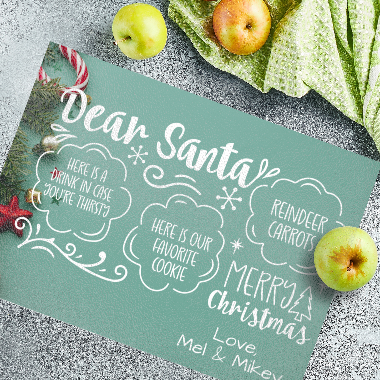 Custom Santa Tray, Christmas Eve Cookie Board, Milk and Cookies for Santa Plate, Personalized Christmas Eve Treats Tray