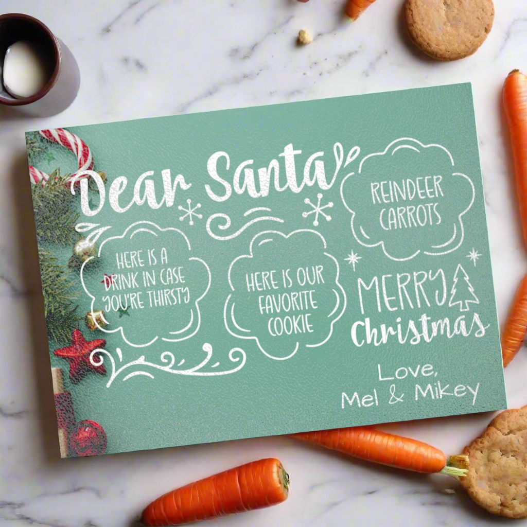 Custom Santa Tray, Christmas Eve Cookie Board, Milk and Cookies for Santa Plate, Personalized Christmas Eve Treats Tray