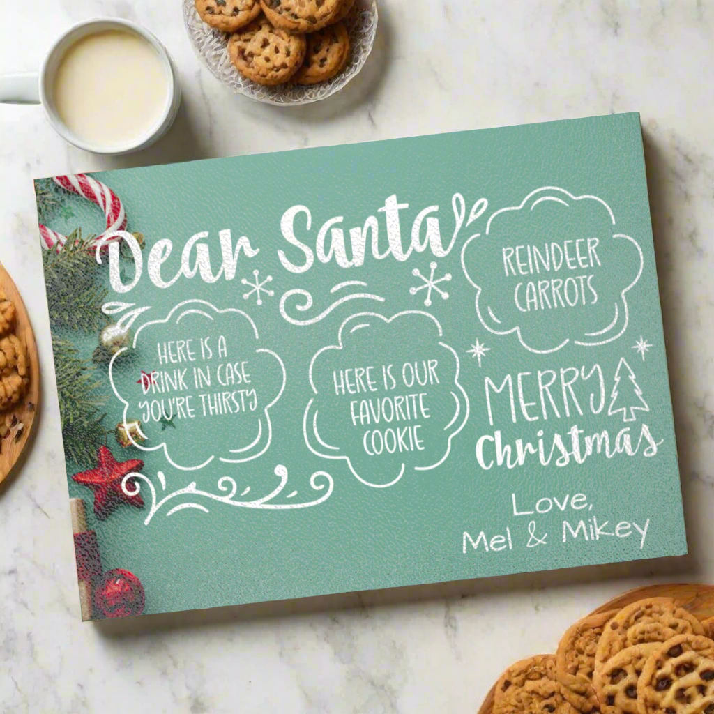 Custom Santa Tray, Christmas Eve Cookie Board, Milk and Cookies for Santa Plate, Personalized Christmas Eve Treats Tray