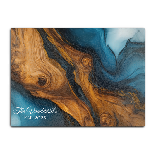 Personalized Glass Cutting Ocean Blue Resin Charcuterie Board