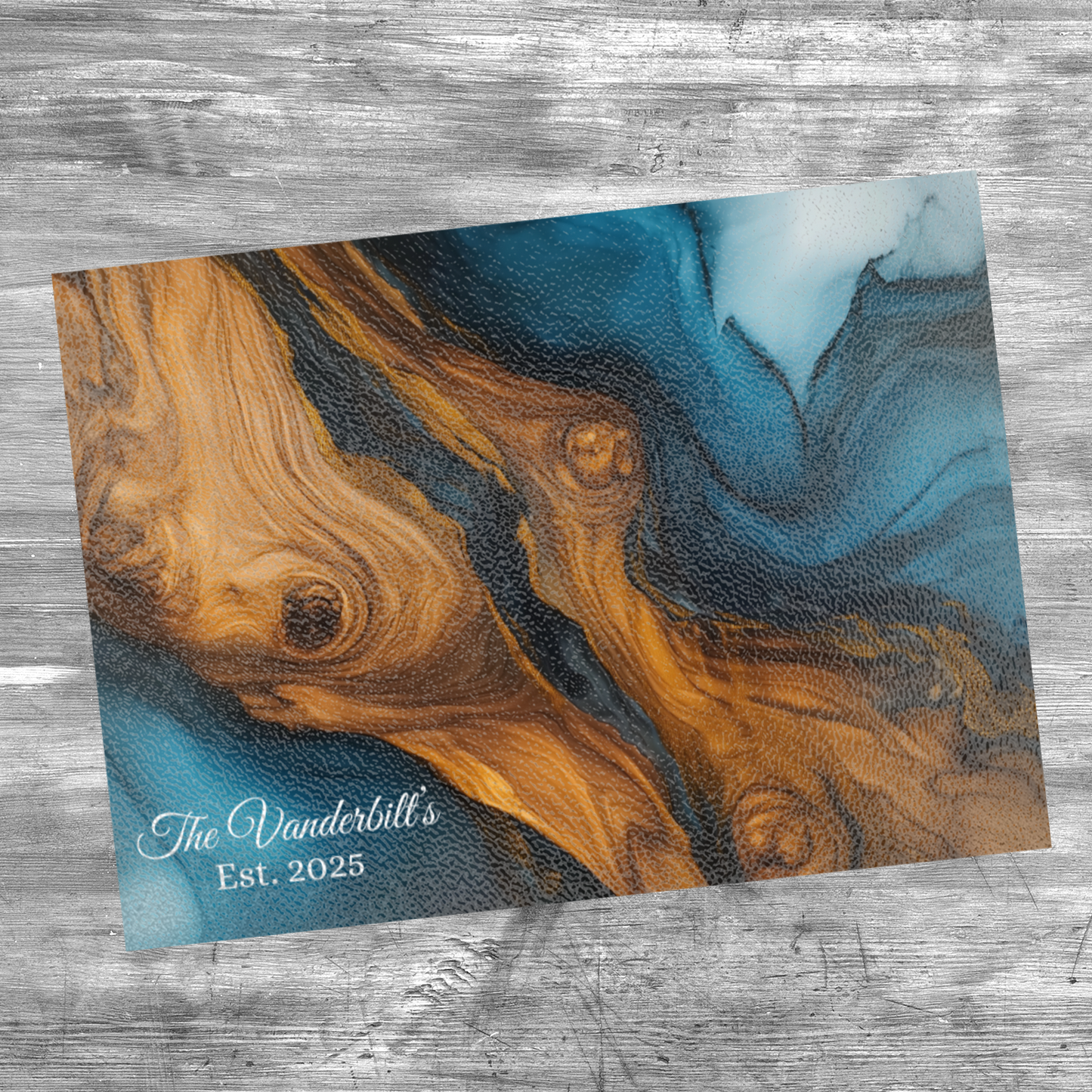 Personalized Glass Cutting Ocean Blue Resin Charcuterie Board