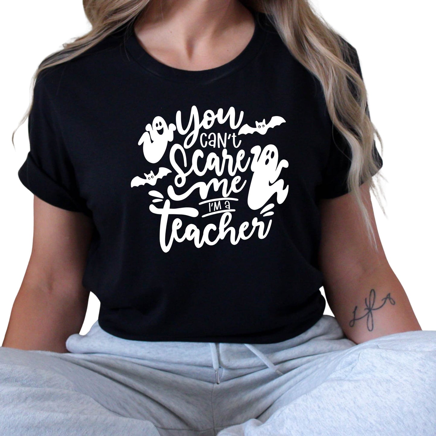 Women's Teacher Halloween Can't Scare Me Teacher Tee. Teacher Shirt