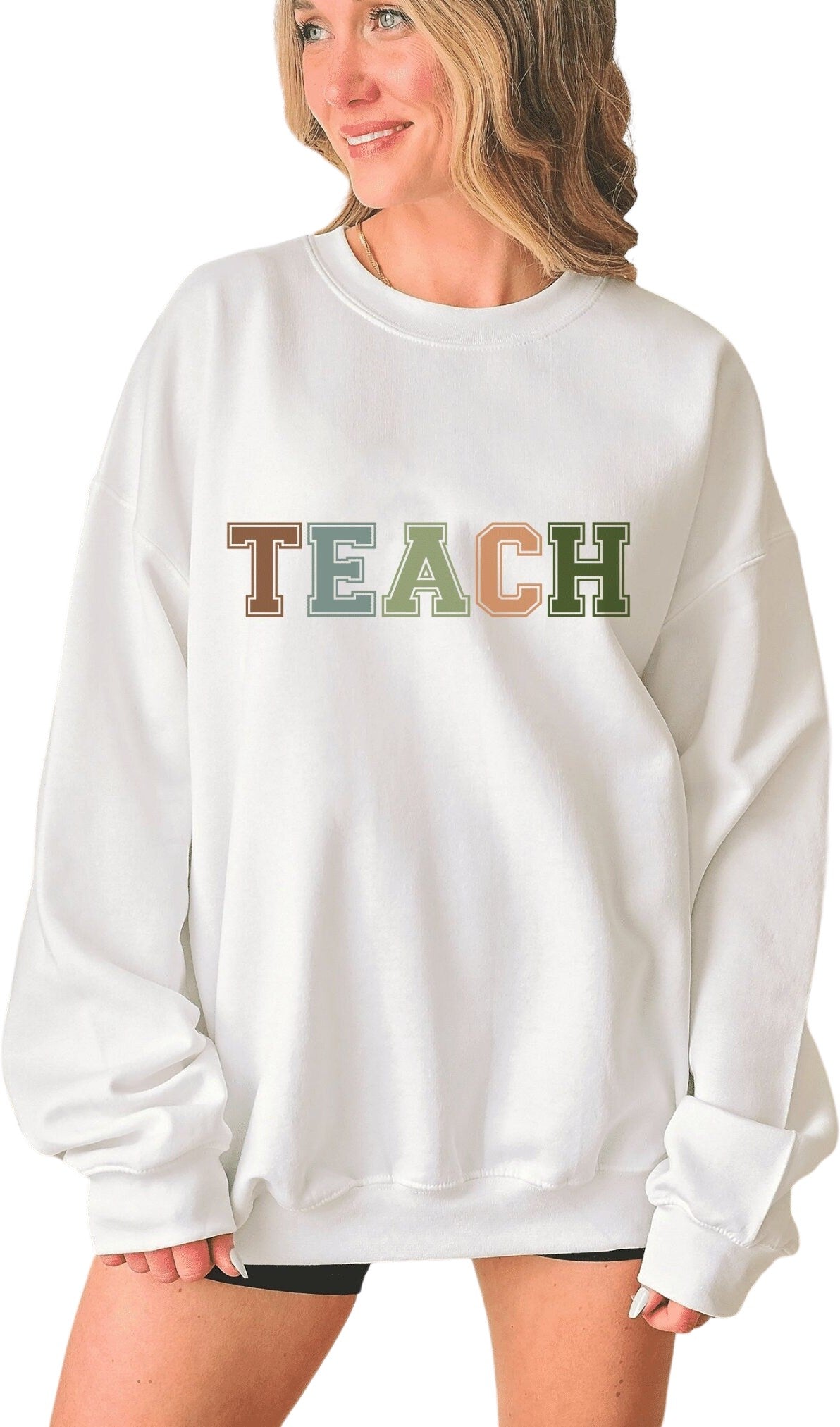 Collegiate Font Teacher Sweatshirt - Mardonyx Sweatshirt White / S
