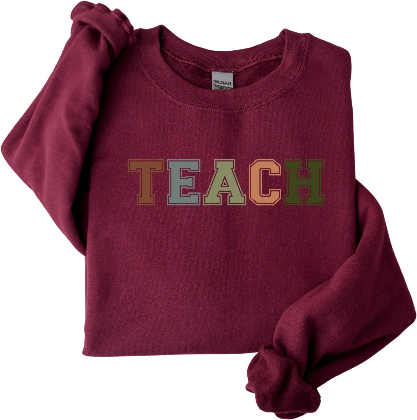Collegiate Font Teacher Sweatshirt, Teach Elementary First Day Sweater
