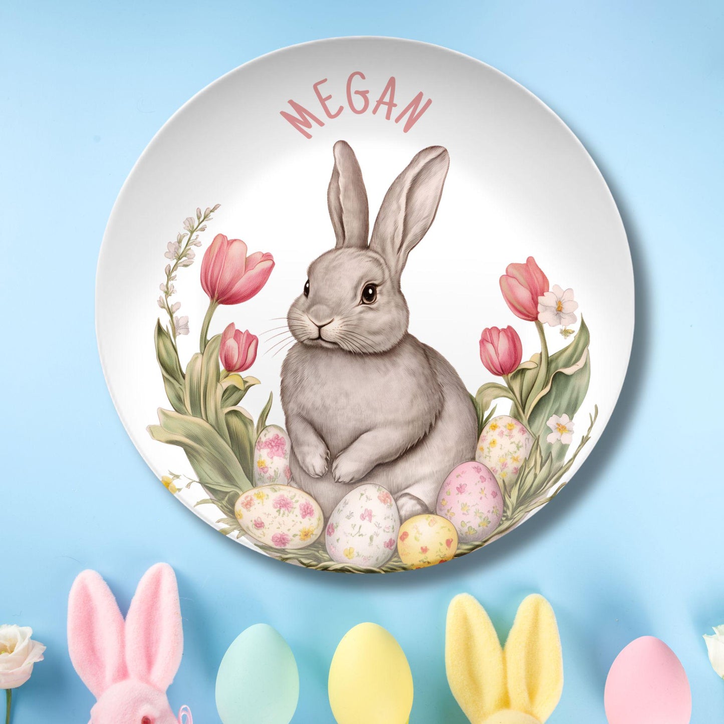 Personalized Easter Bunny Plate – Adorable Kids' Easter Gift!