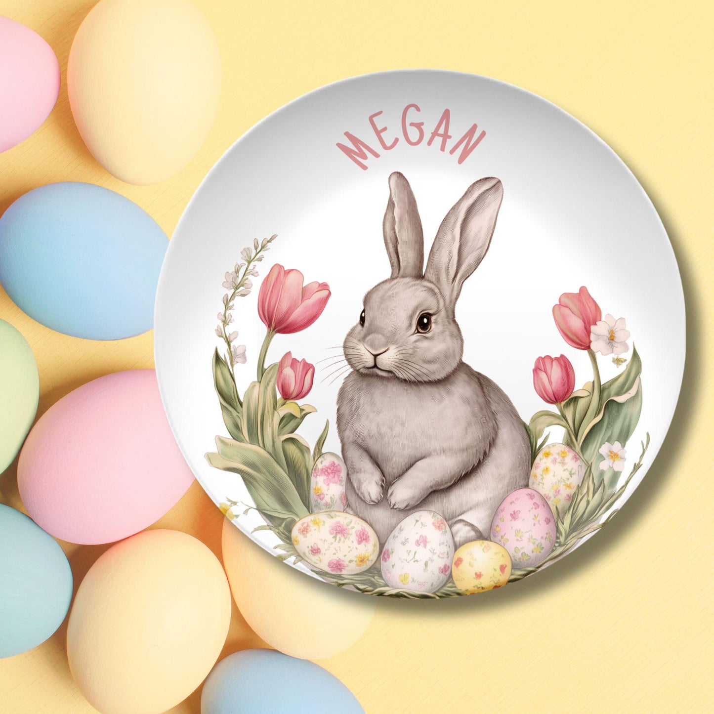Personalized Easter Bunny Plate – Adorable Kids' Easter Gift!