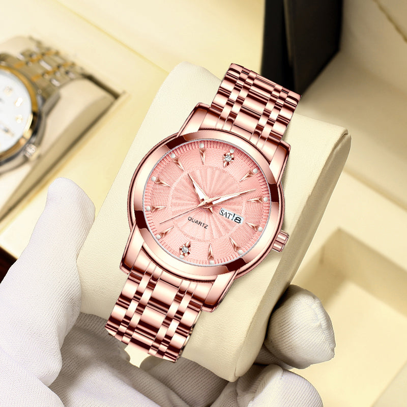 Personalized Lumenglass Plaque and Gold Wrist Watch Set - Congratulations to Our Amazing Daughter