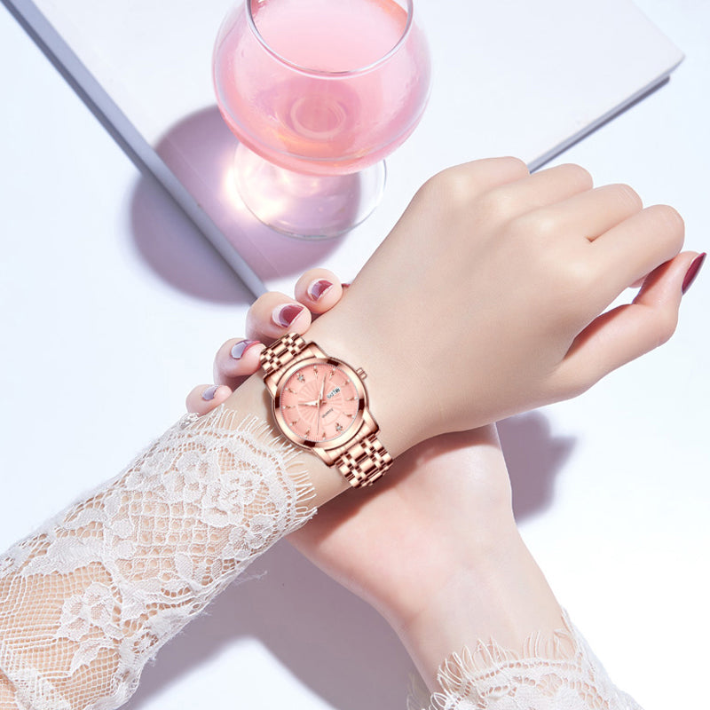 Personalized Lumenglass Plaque and Gold Wrist Watch Set - Congratulations to Our Amazing Daughter