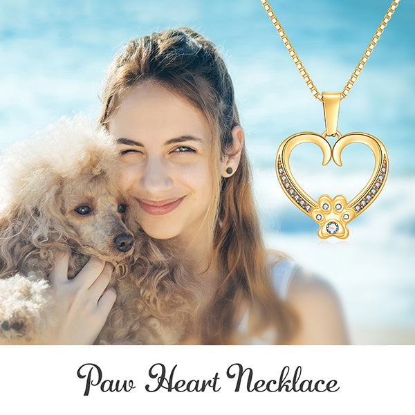 Dog Mom Paw Heart Necklace, Gift for Dog Mom From the Dog - Mardonyx Jewelry