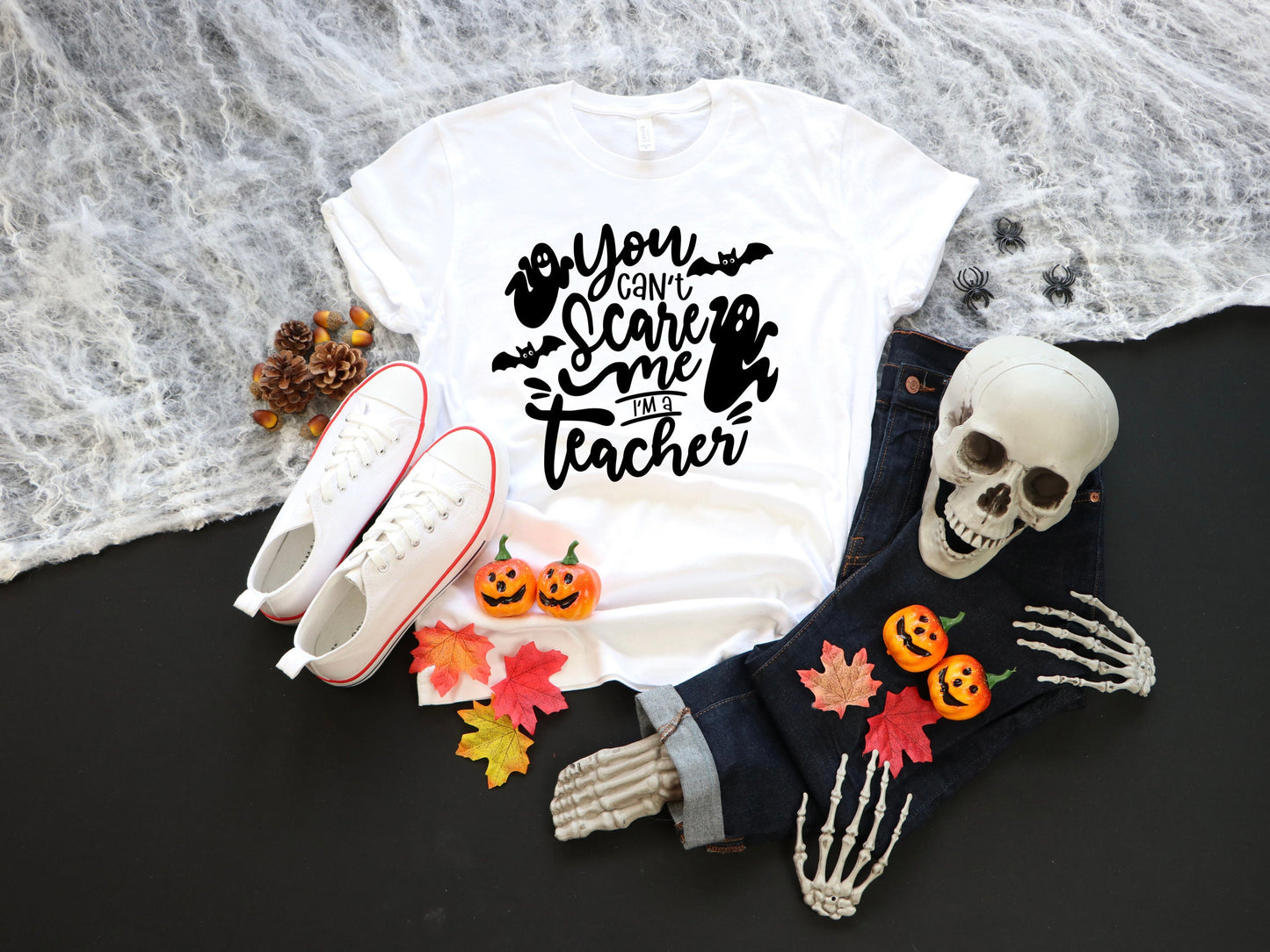 Women's Teacher Halloween Can't Scare Me Teacher Tee. Teacher Shirt
