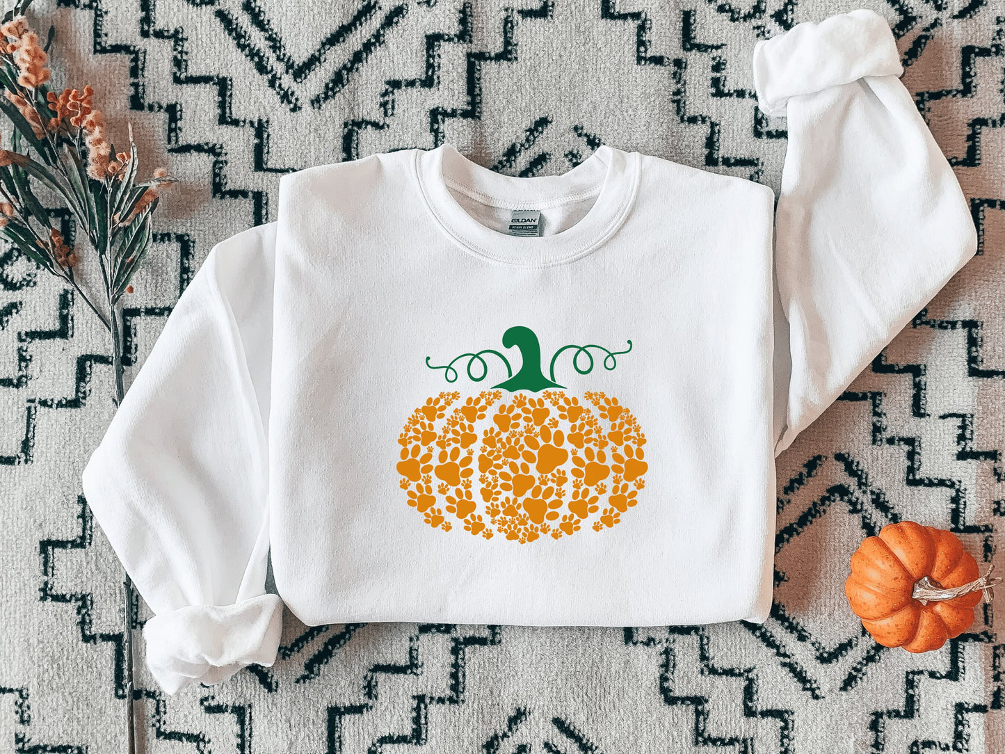 Paw Print Pumpkin Shirt, Halloween Dog Mom Sweatshirt
