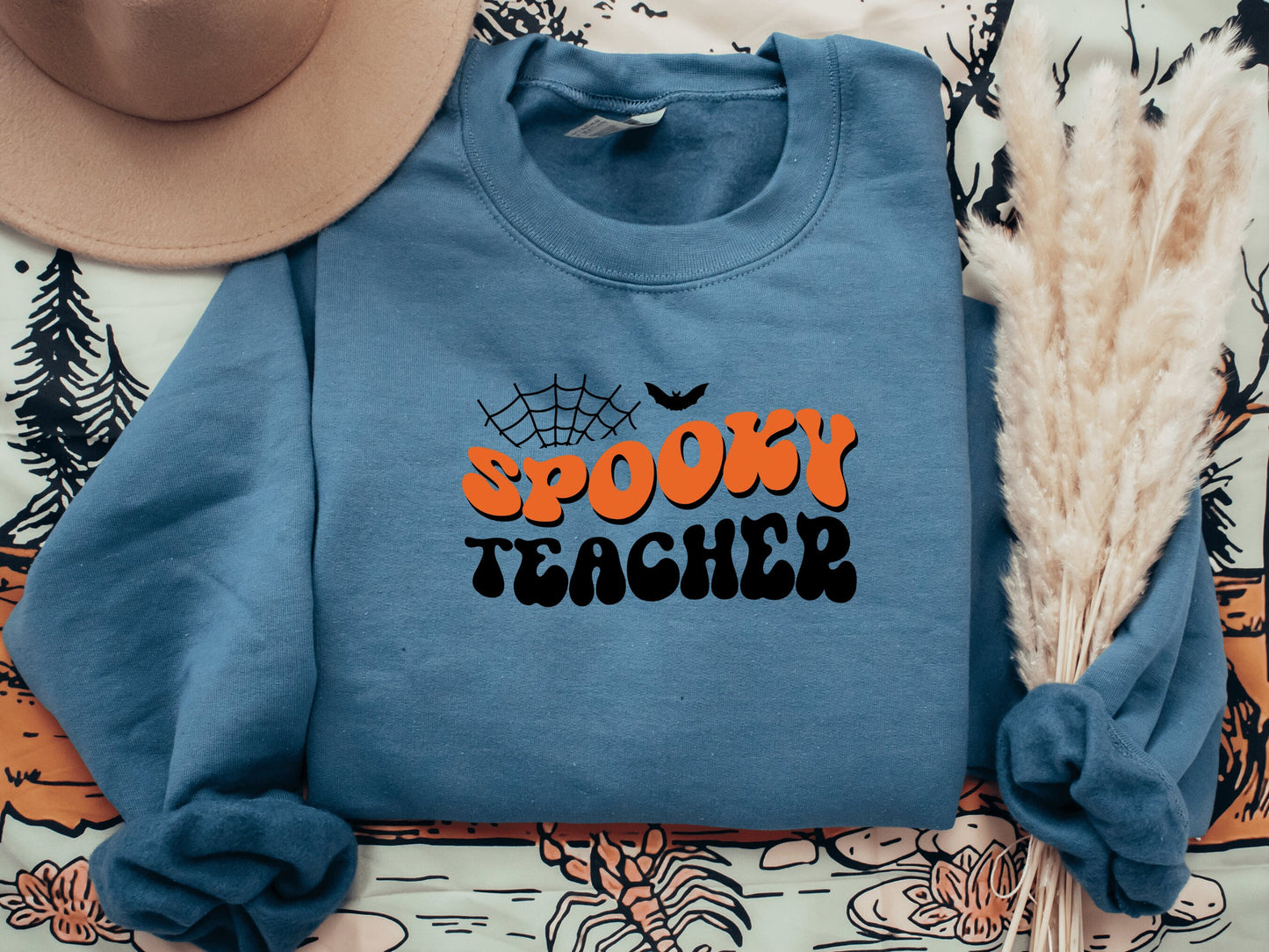 Spooky Teacher Spider Bat Halloween Sweatshirt
