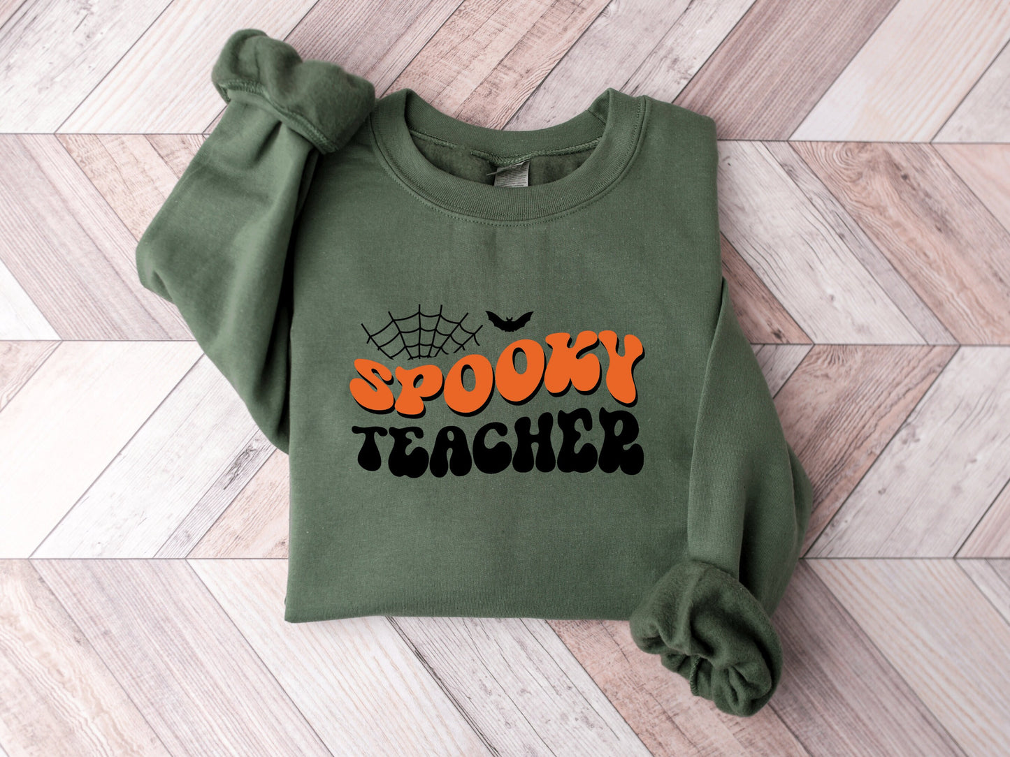 Spooky Teacher Spider Bat Halloween Sweatshirt