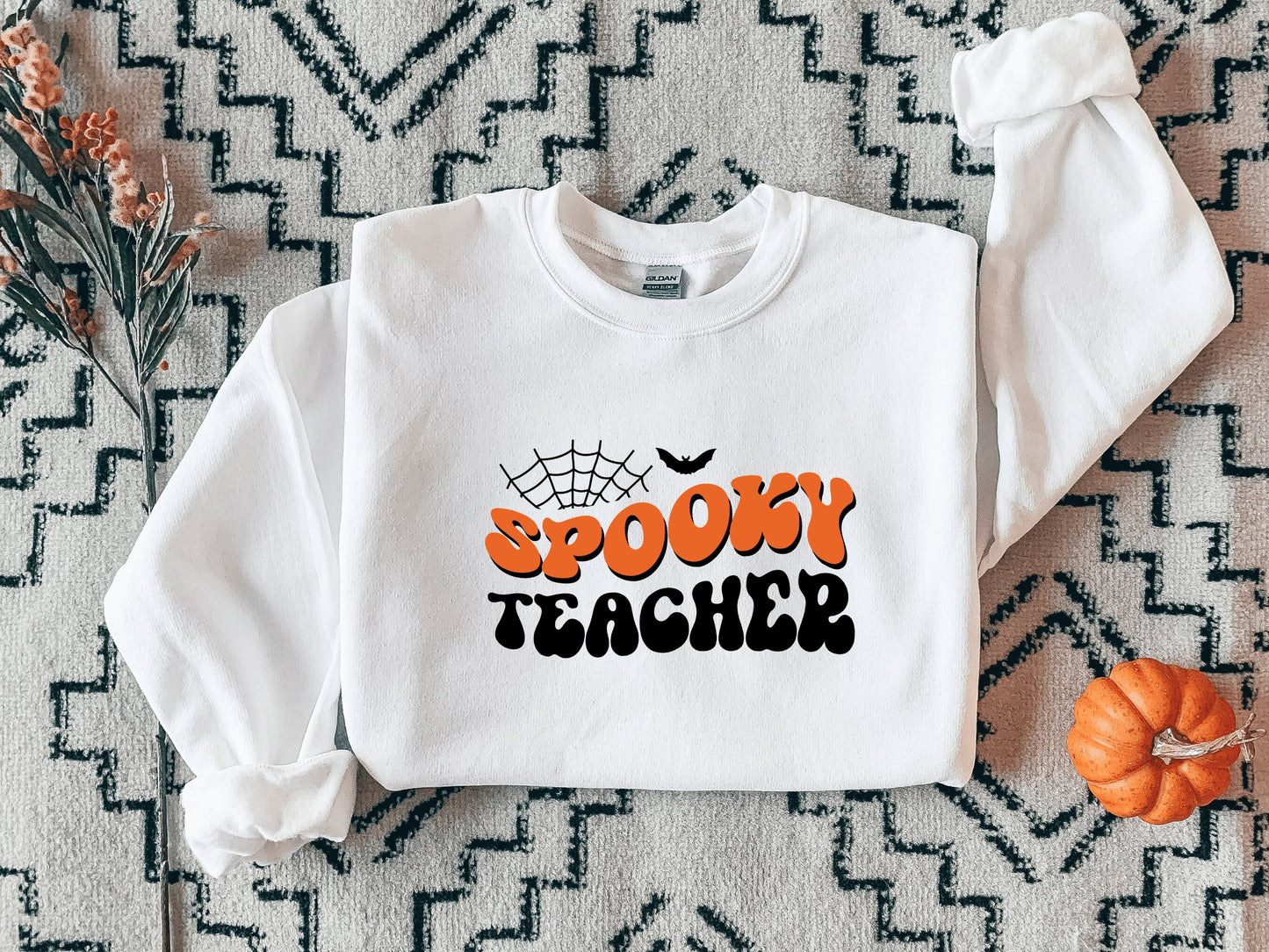 Spooky Teacher Spider Bat Halloween Sweatshirt