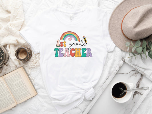 First Grade Teacher, Teacher Shirt, First Grade Shirts, Back to School Shirt, 1st Grade Teacher Shirt, Teacher Gift, Teacher Appreciation, - Mardonyx T-Shirt White / S