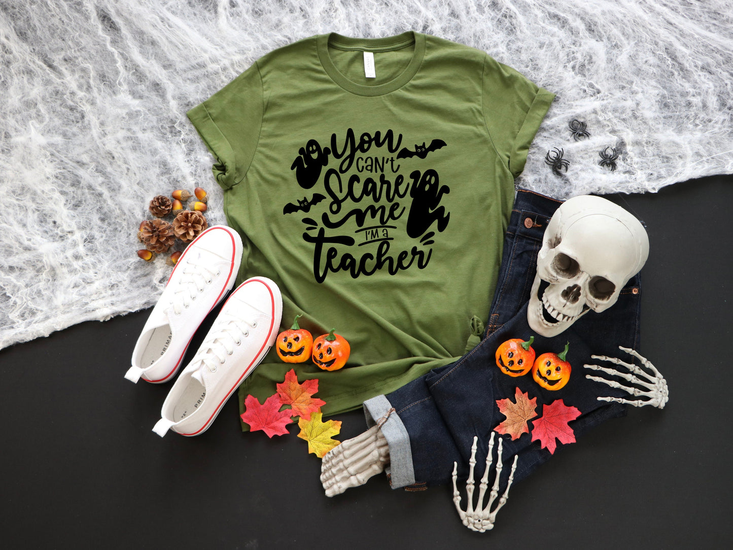 Women's Teacher Halloween Can't Scare Me Teacher Tee. Teacher Shirt