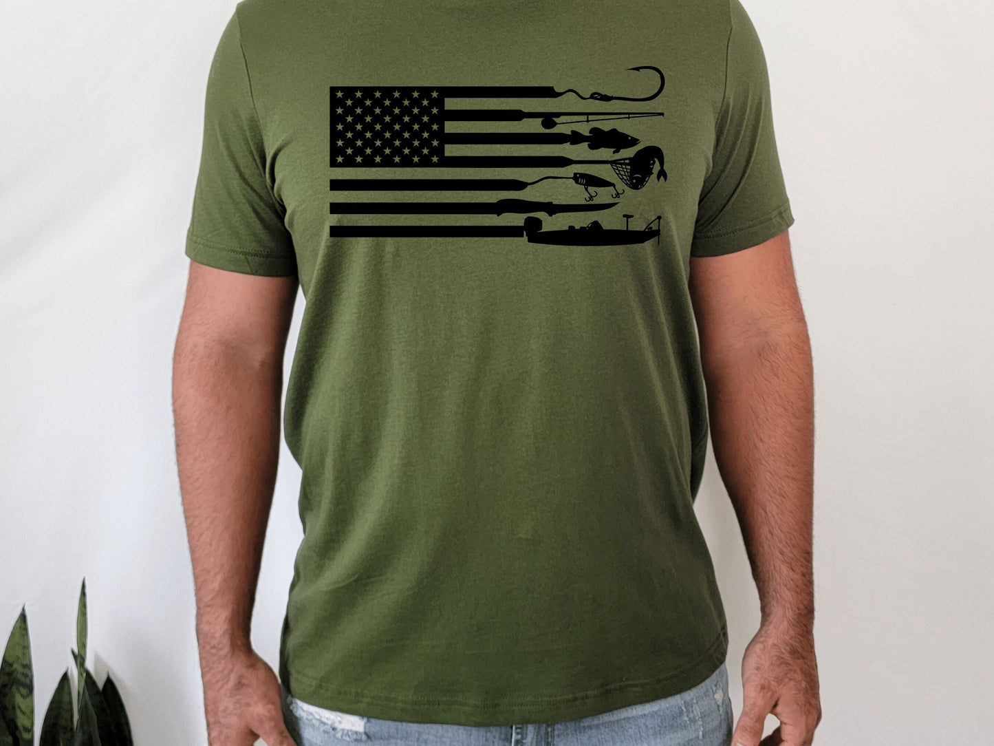 Patriotic Men's Fishing American Flag Shirt