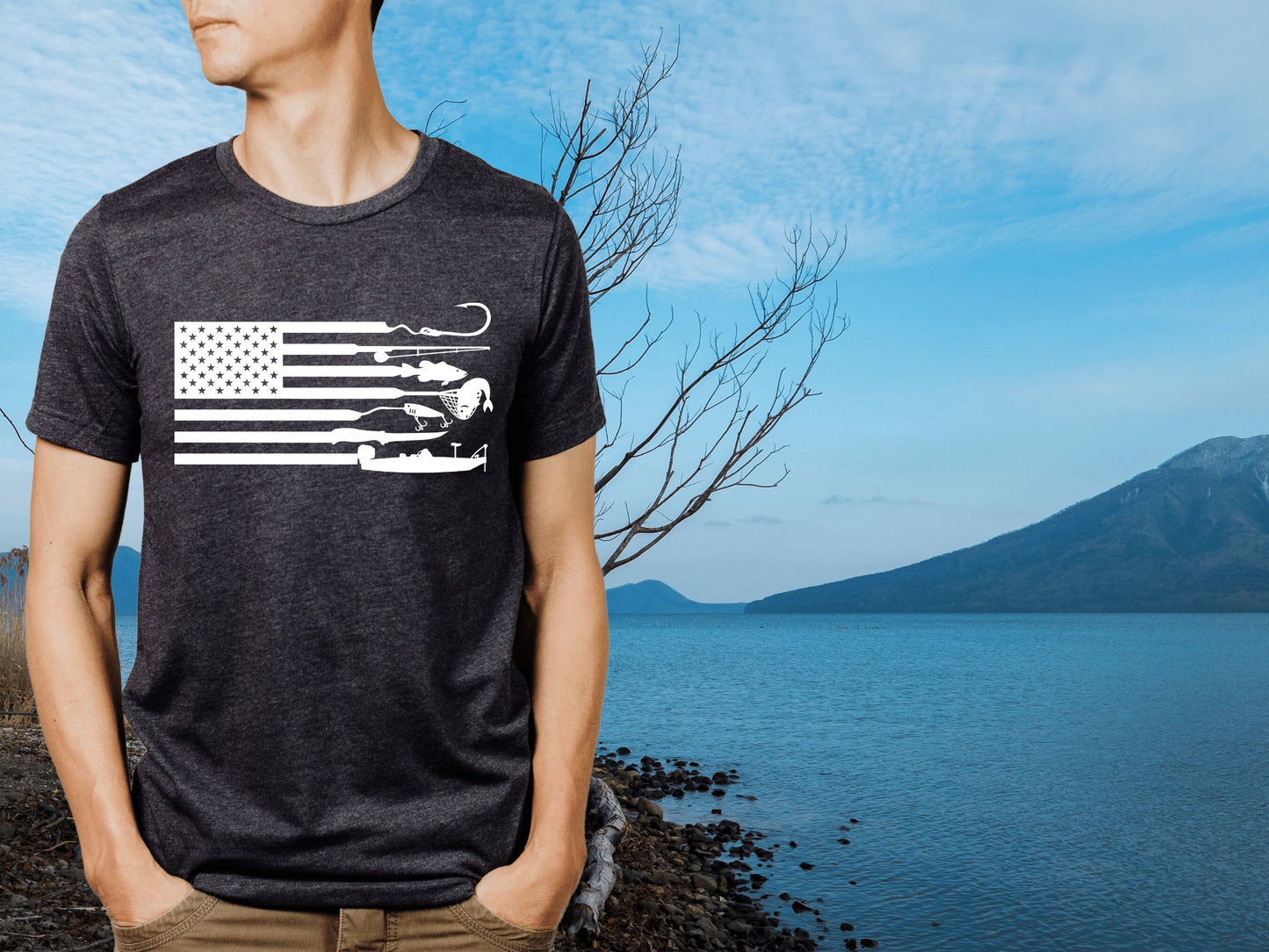 Patriotic Men's Fishing American Flag Shirt