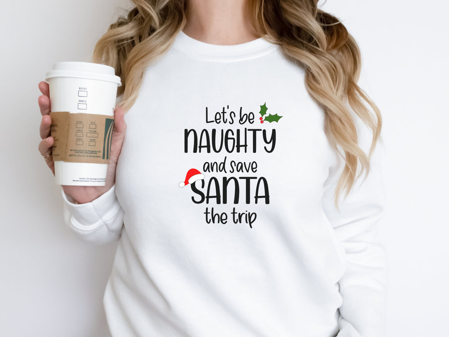 Let's Be Naughty Christmas Santa Sweatshirt, Ugly Christmas Sweater Women Funny, Ugly Christmas Sweater, Holiday Party Shirt